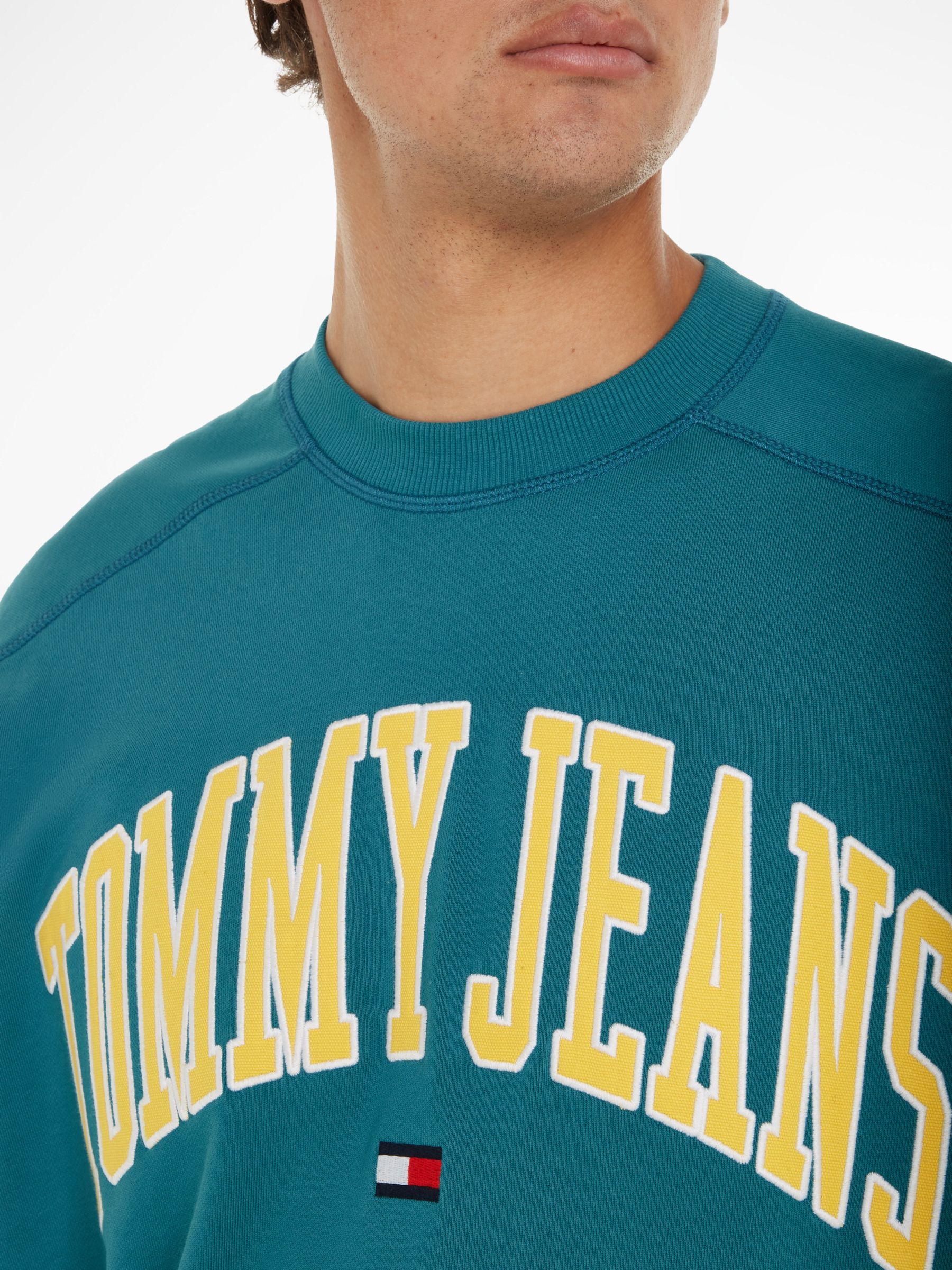 Buy Tommy Jeans Varsity Jumper, Timeless Teal Online at johnlewis.com