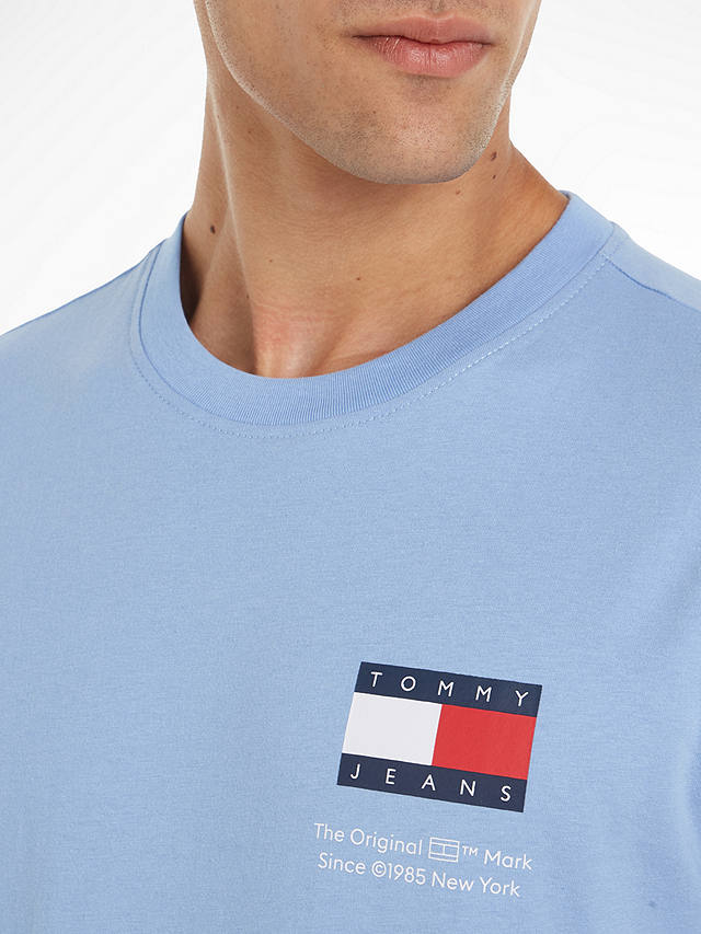 Tommy Jeans Slim Essential Flag T-Shirt, Blue at John Lewis & Partners