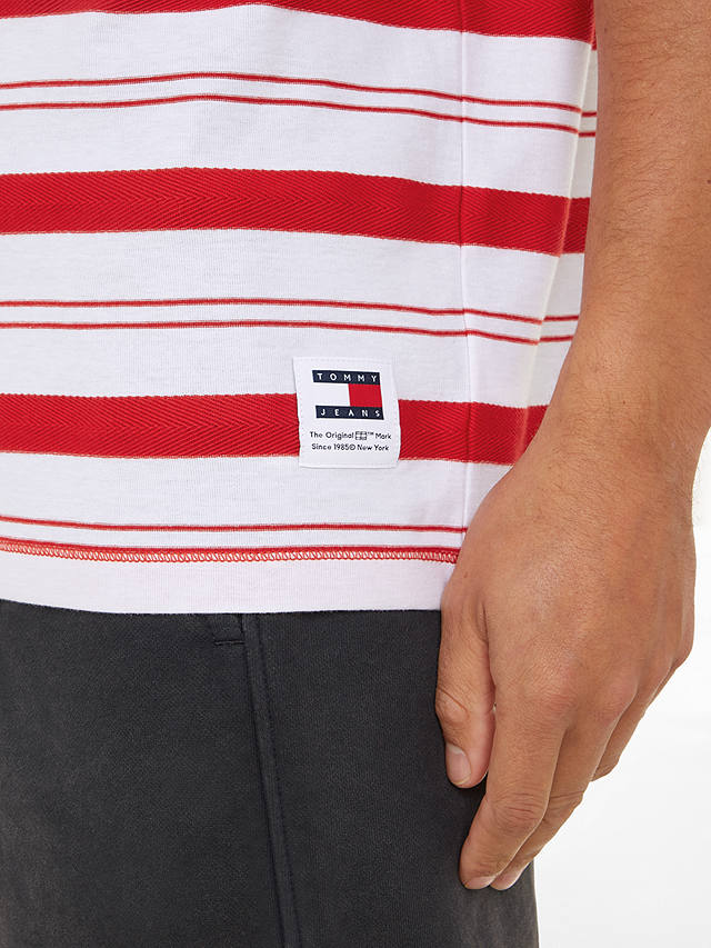 Tommy Jeans Stripe Regular Fit T-Shirt, Deep Crimson
