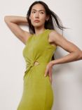 Mint Velvet Cutout Midi Jersey Dress, Chartreuse