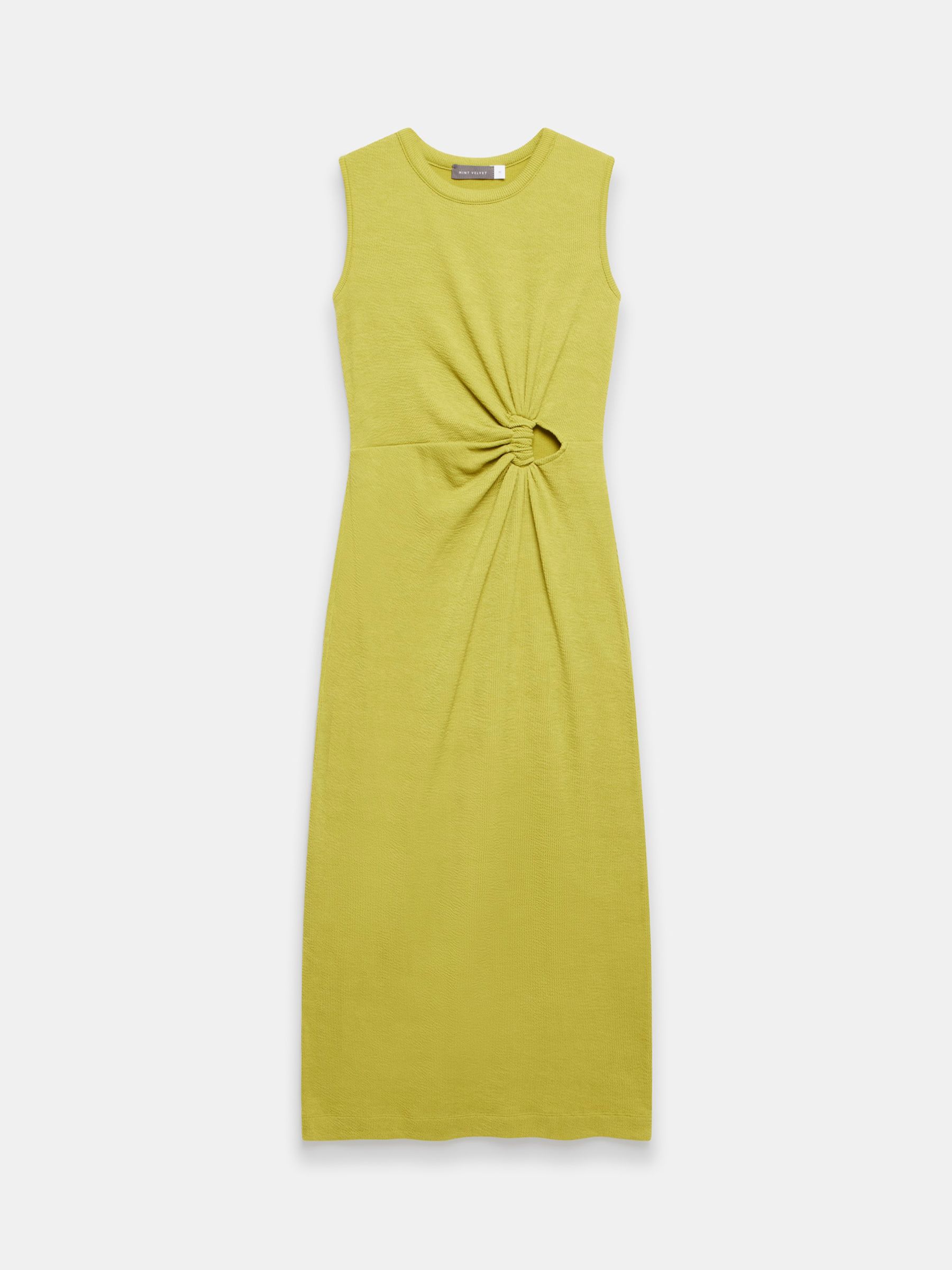 Mint Velvet Cutout Midi Jersey Dress, Chartreuse, L
