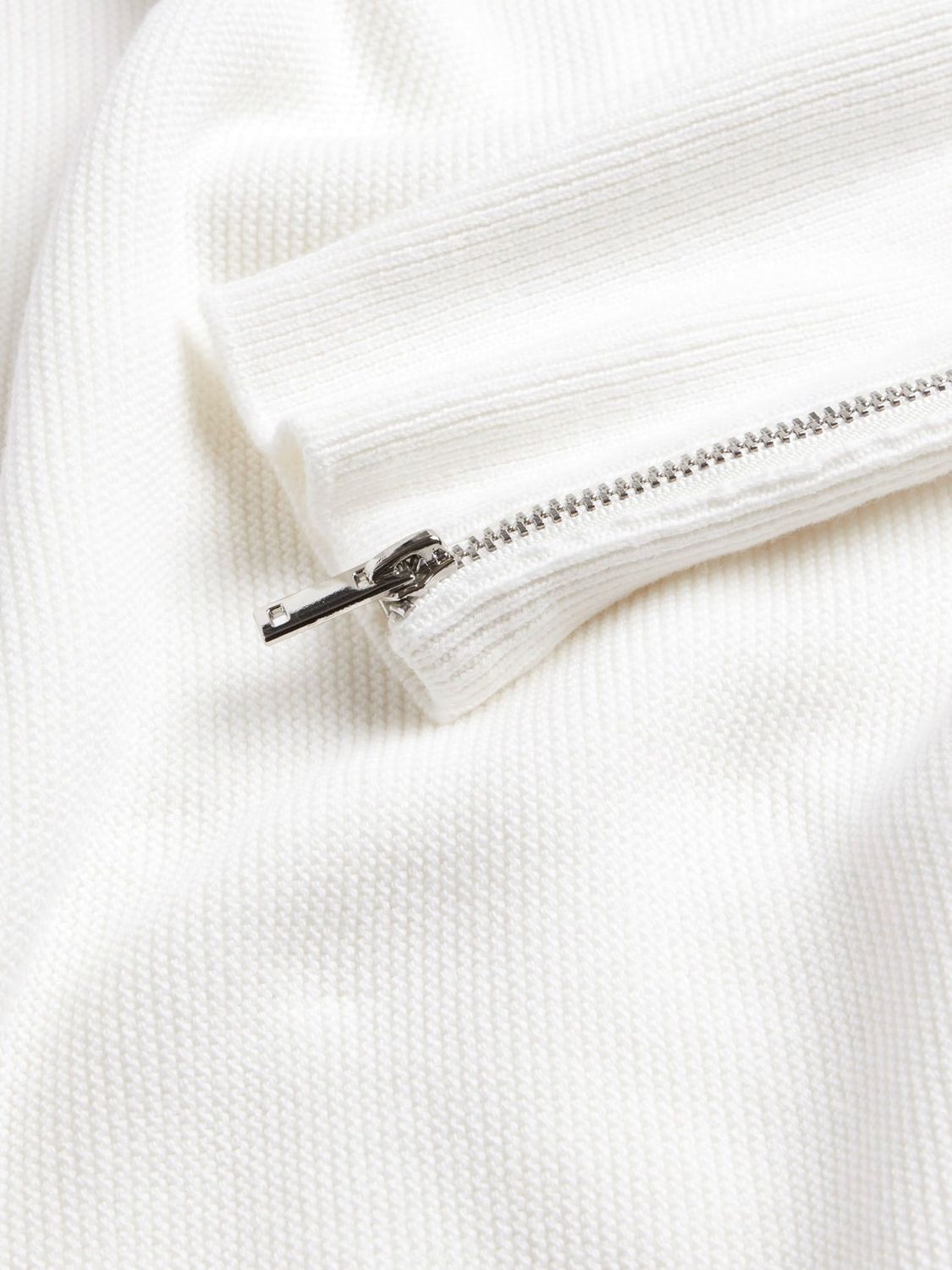 Mint Velvet Zip Detail Batwing Sleeve Cotton Jumper, White Ivory, XS