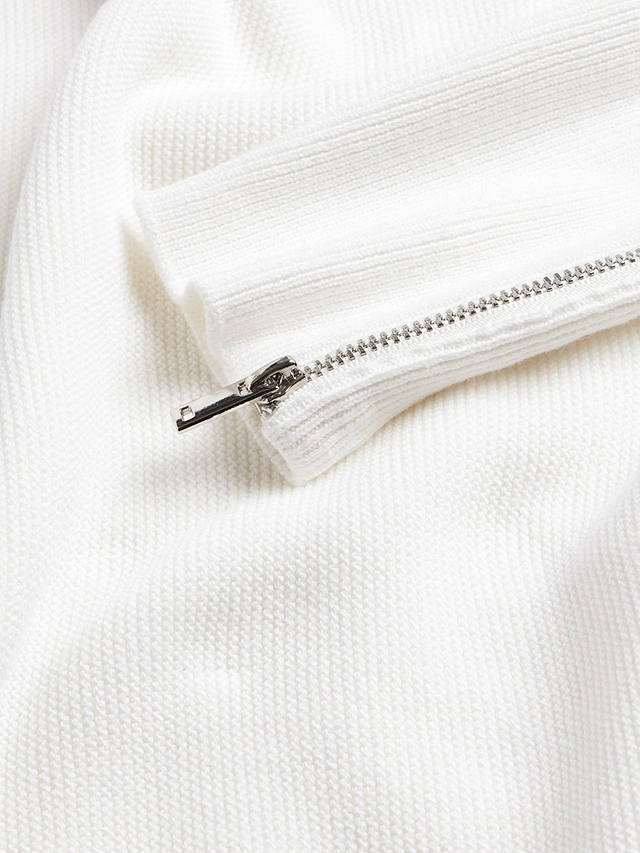 Mint Velvet Zip Detail Batwing Sleeve Cotton Jumper, White Ivory