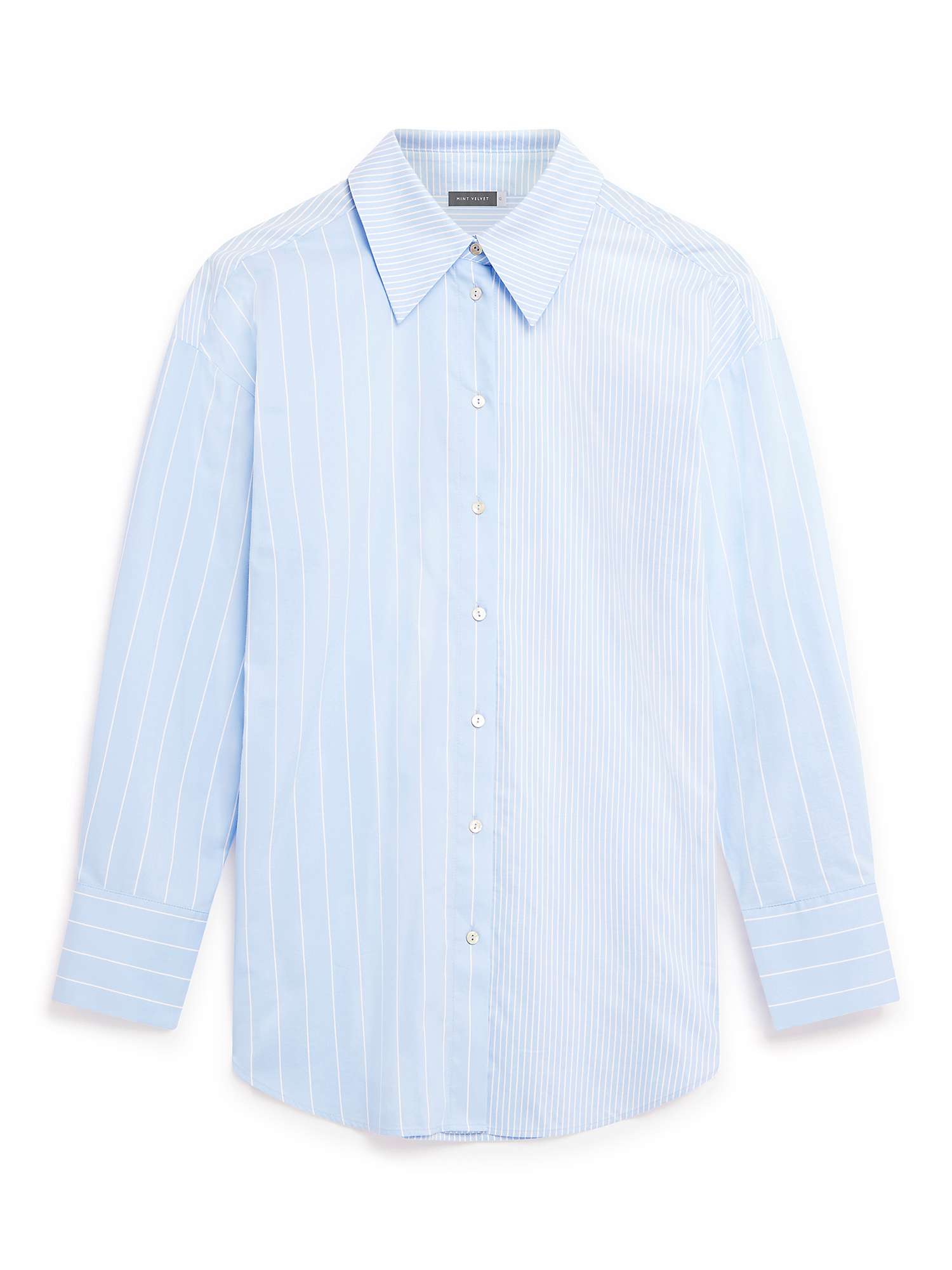 Buy Mint Velvet Contrast Cotton Blend Stripe Shirt, Blue Online at johnlewis.com