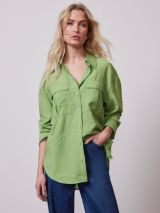 Mint Velvet Embellished Shirt, Blue, XS