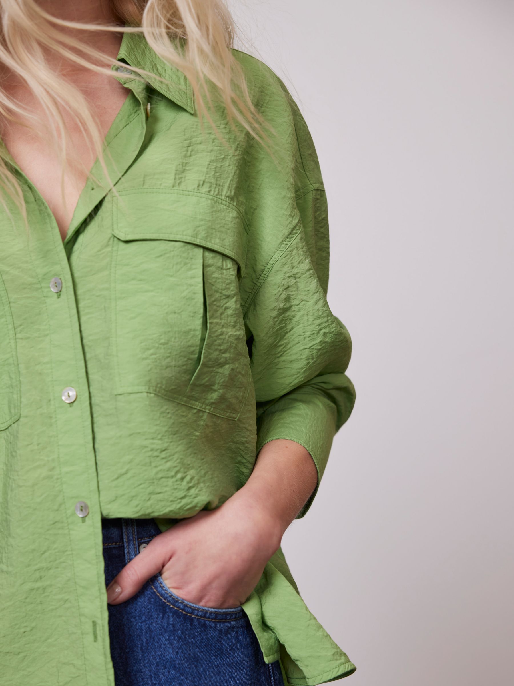 Buy Mint Velvet Utility Detail Shirt, Green Mid Online at johnlewis.com