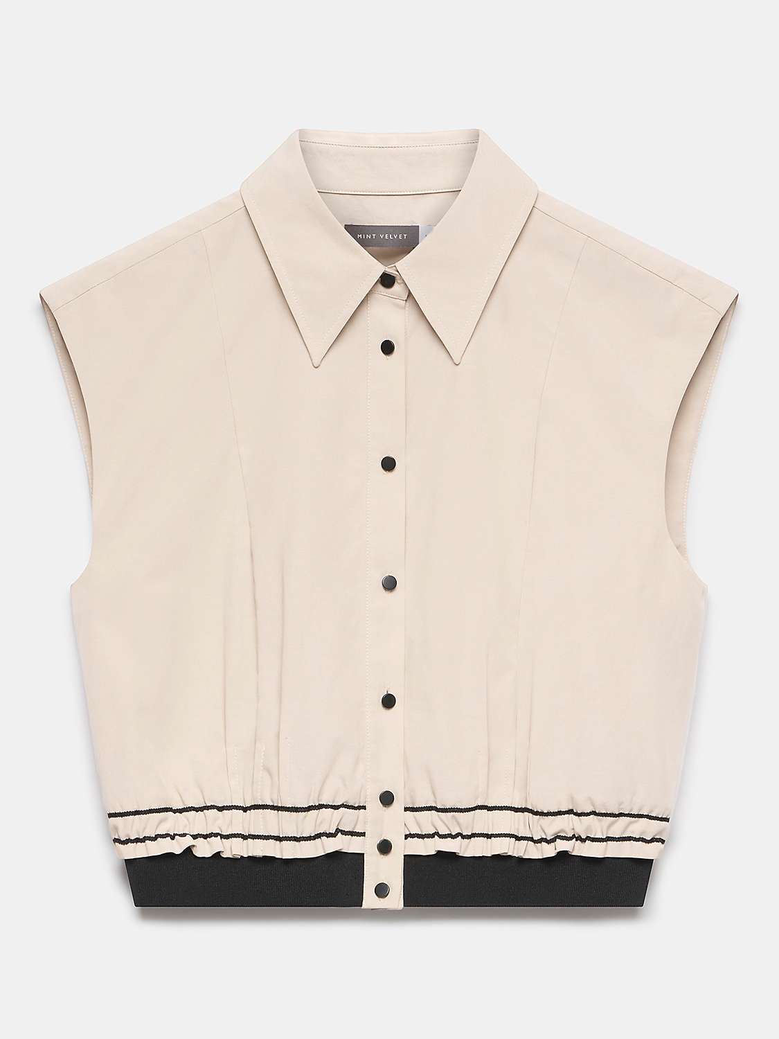 Buy Mint Velvet Cropped Gathered Waist Sleeveless Shirt, Beige Online at johnlewis.com