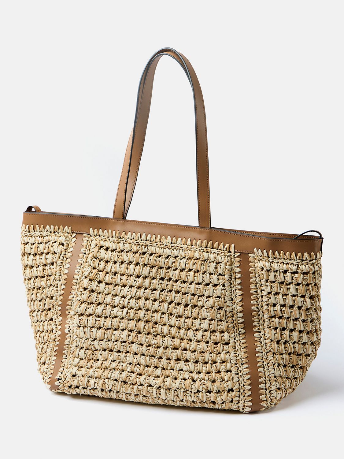 Mint Velvet Woven Tote Bag, Brown Tan, One Size