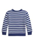 Ralph Lauren Kids' Bear Striped Sweatshirt, Navy/Multi
