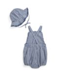 Ralph Lauren Baby Bodysuit and Hat Set, Blue/Off White