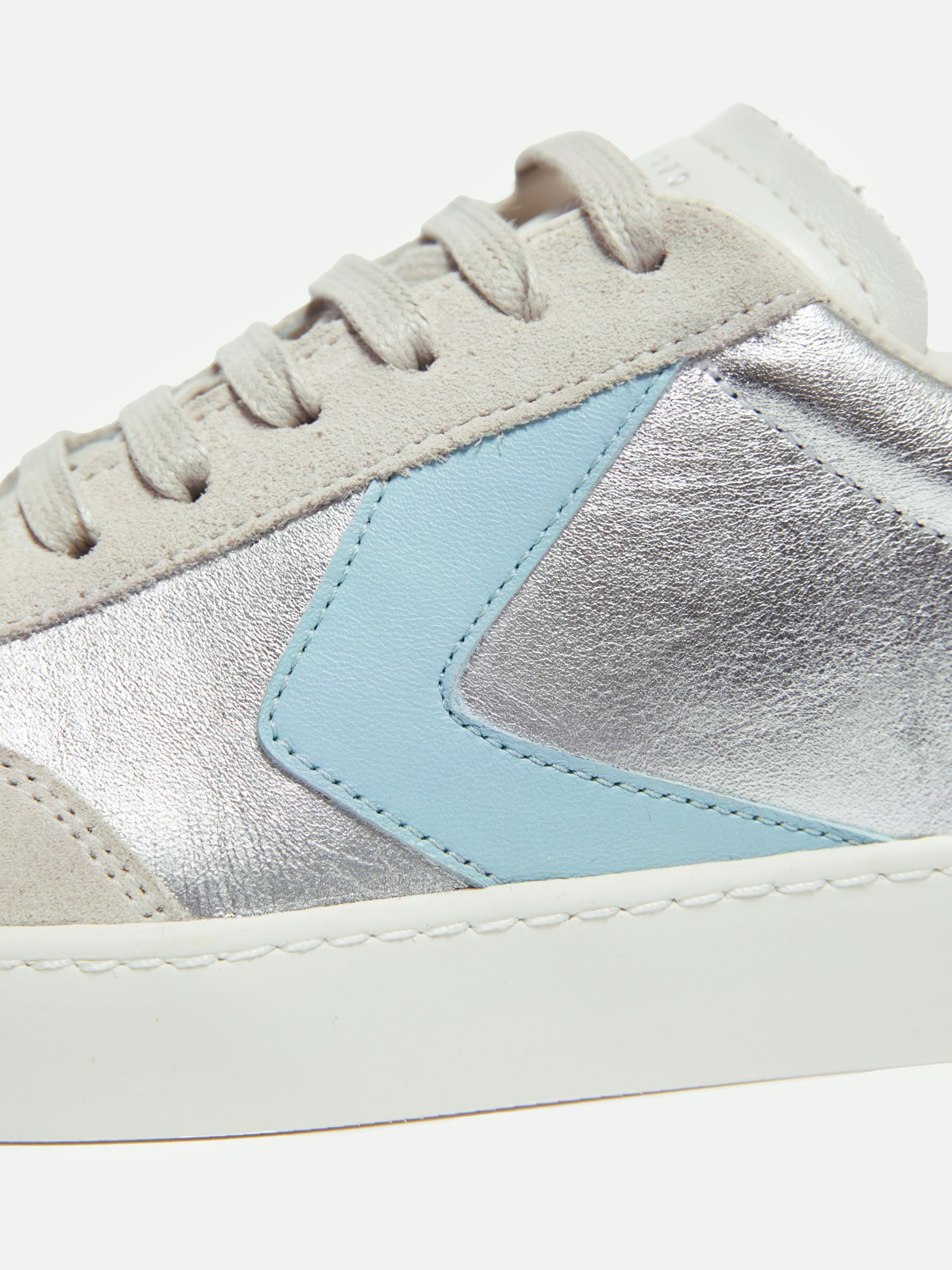 Buy Jigsaw Classic Low Top Leather Trainers, Silver Online at johnlewis.com