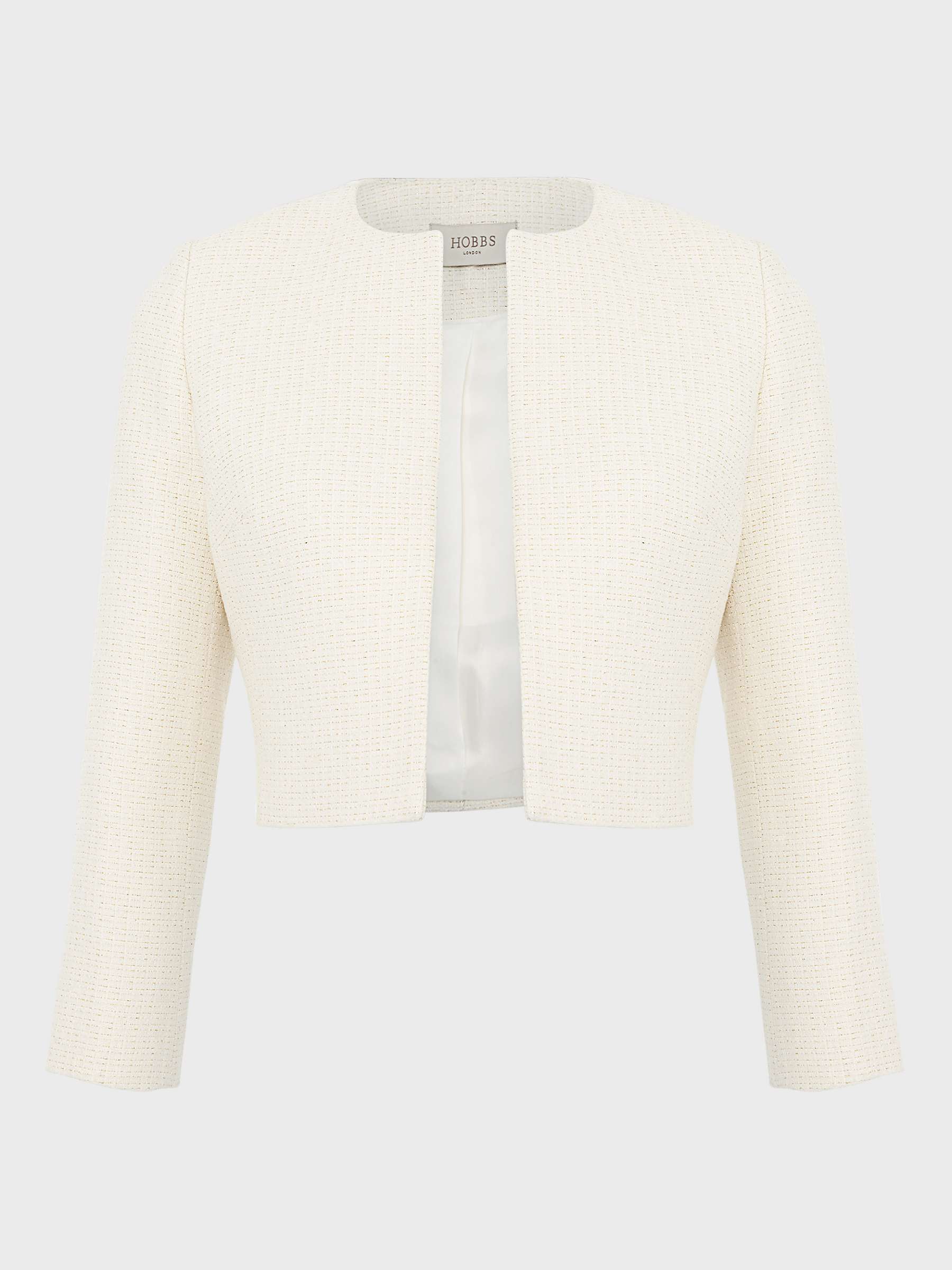 Buy Hobbs Elize Cropped Tweed Jacket, Ivory/Gold Online at johnlewis.com