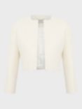 Hobbs Elize Cropped Tweed Jacket, Ivory/Gold