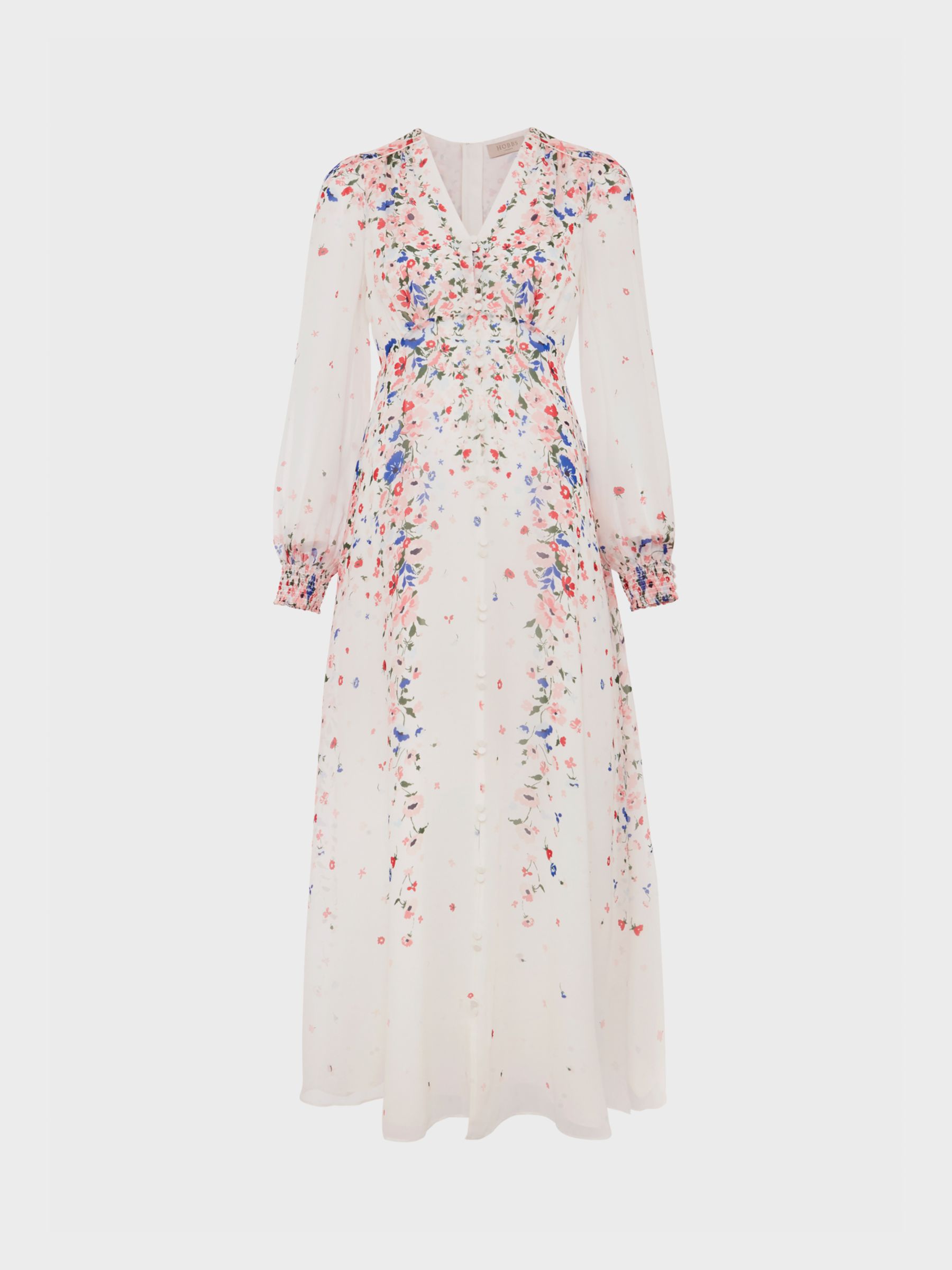 Hobbs Asher Floral Silk Maxi Dress, Ivory/Multi, 10