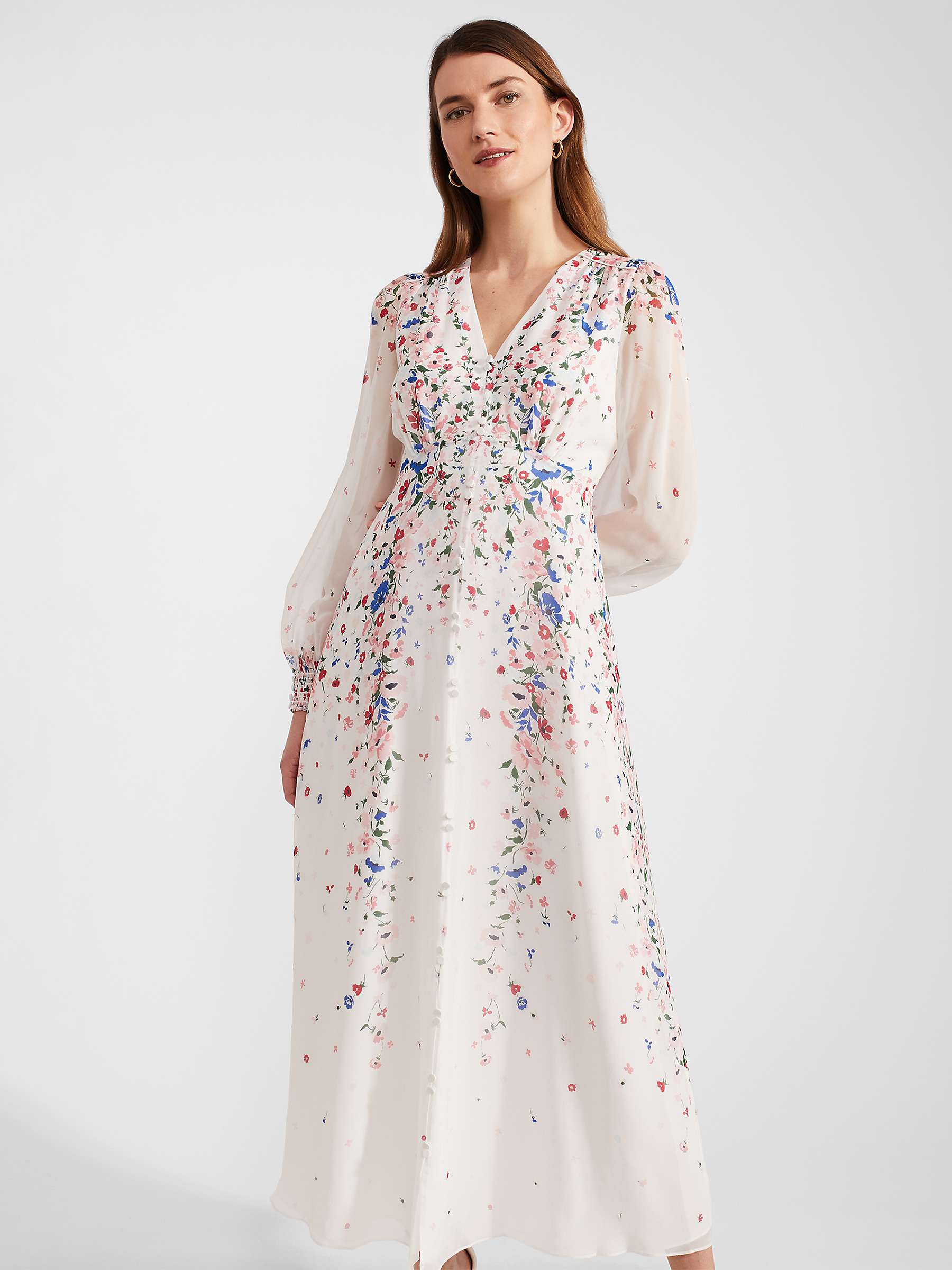 Buy Hobbs Asher Floral Silk Maxi Dress, Ivory/Multi Online at johnlewis.com