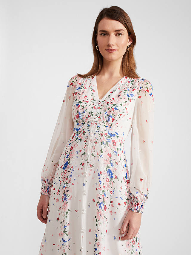 Hobbs Asher Floral Silk Maxi Dress, Ivory/Multi