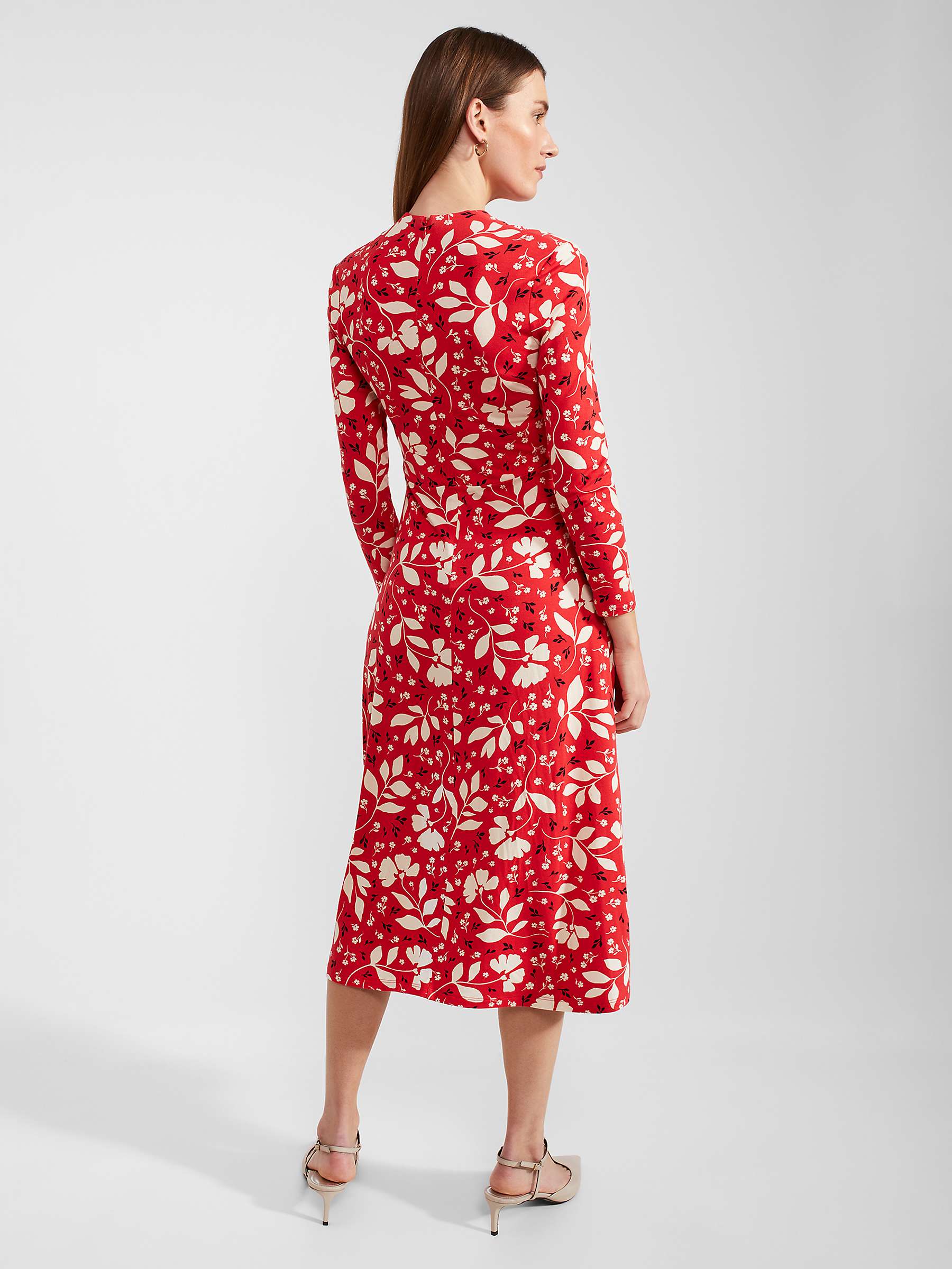Buy Hobbs Gabi Floral Midi Jersey Dress, Red/Multi Online at johnlewis.com
