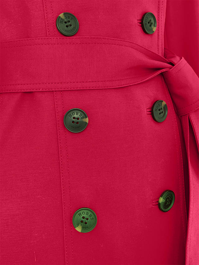 Hobbs Saskia Double Breasted Trench Coat, Cerise Pink