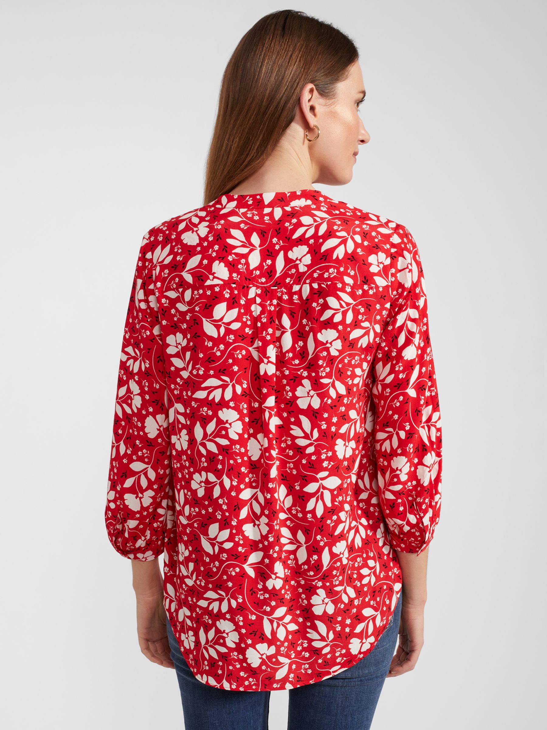 Buy Hobbs Essie Floral Notch Neck Blouse, Red/Multi Online at johnlewis.com