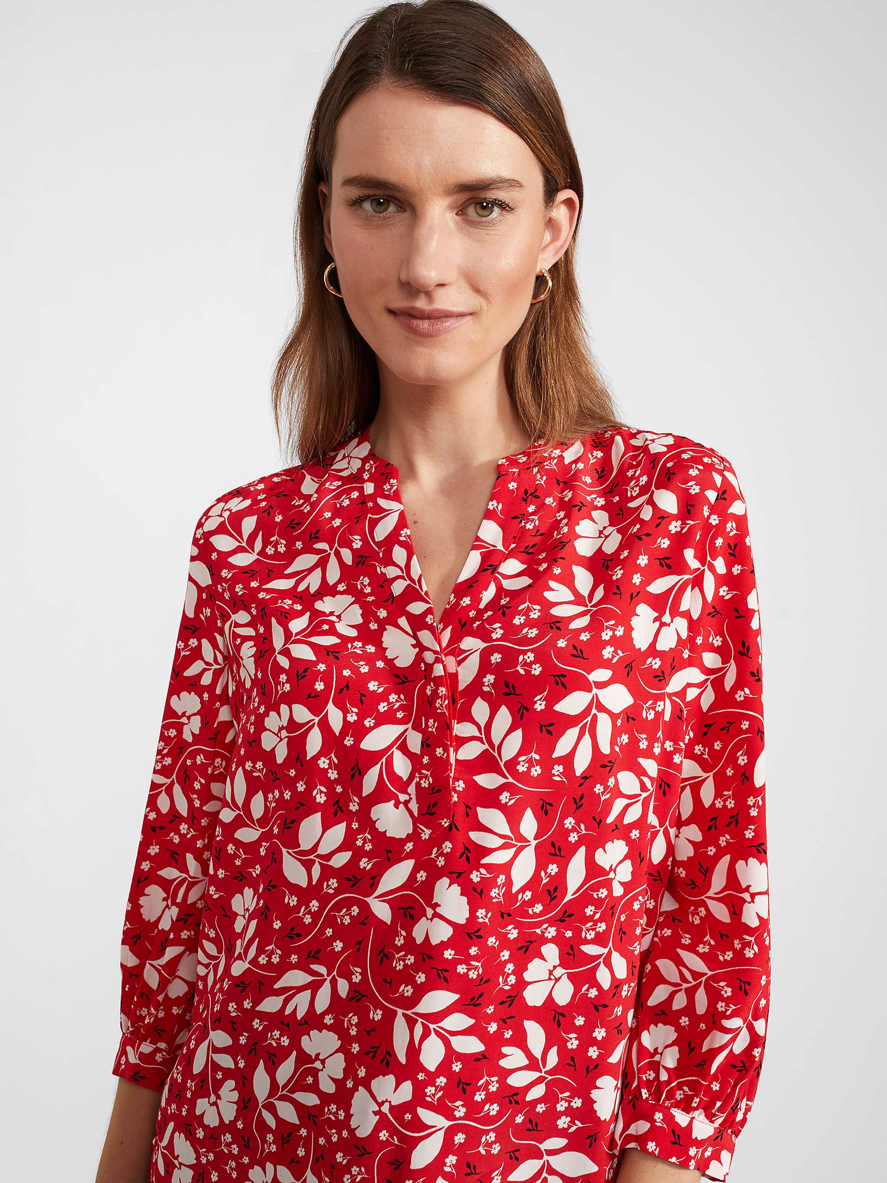 Buy Hobbs Essie Floral Notch Neck Blouse, Red/Multi Online at johnlewis.com