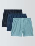 John Lewis Organic Cotton Pinstripe Boxer Shorts, Pack of 3, Blue Mid