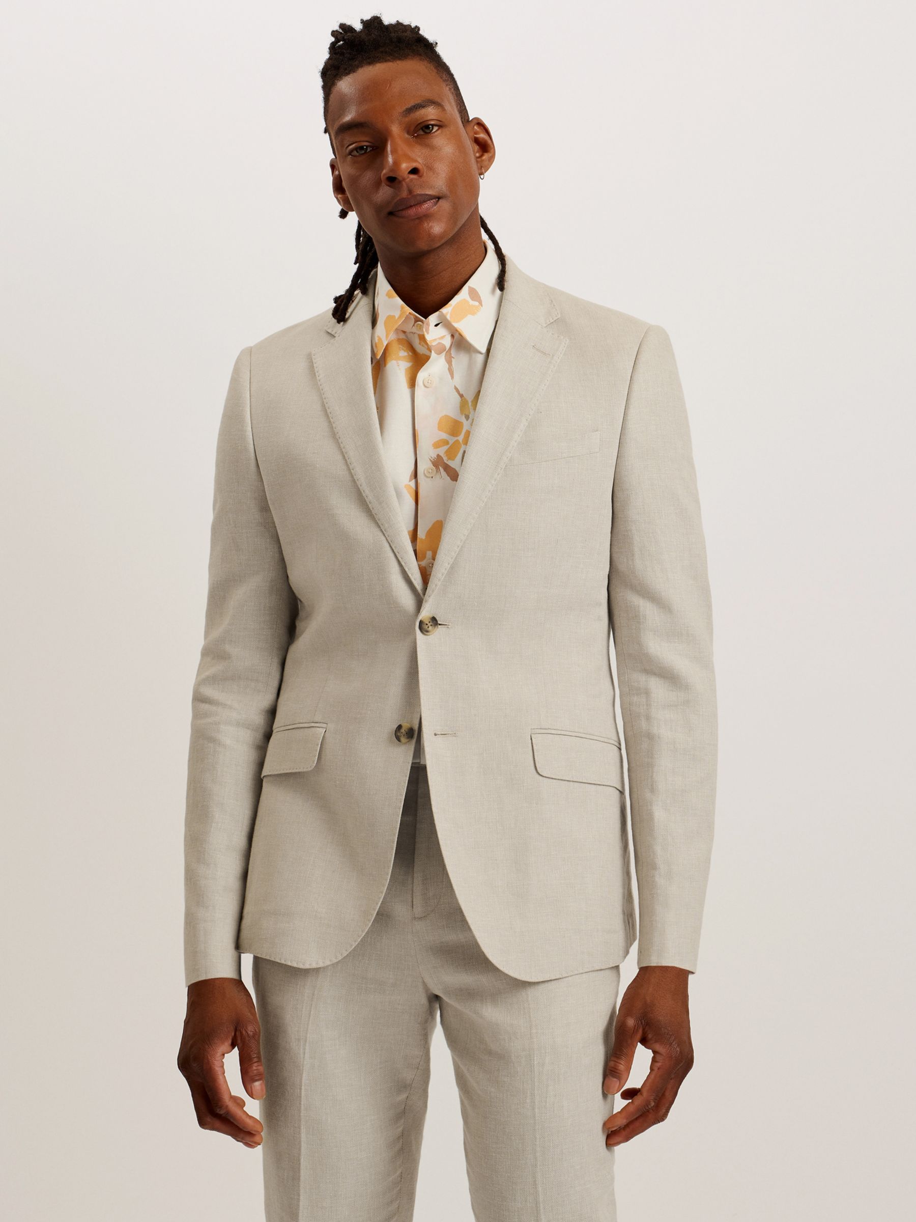 Ted Baker Damaskj Slim Fit Cotton Linen Blazer, Natural Cream, XS