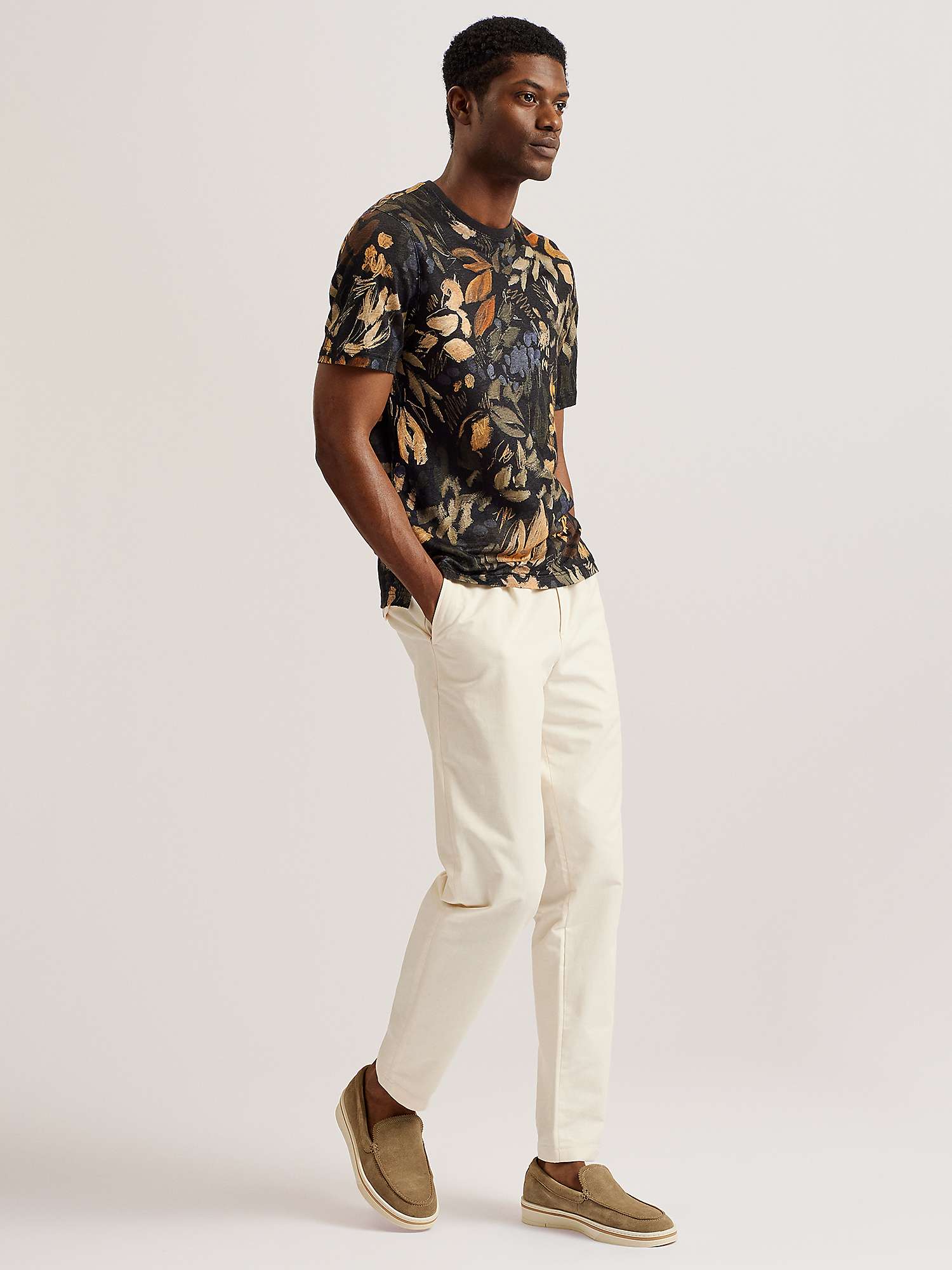 Buy Ted Baker Allpine Abstract Print Linen T-Shirt, Multi Online at johnlewis.com