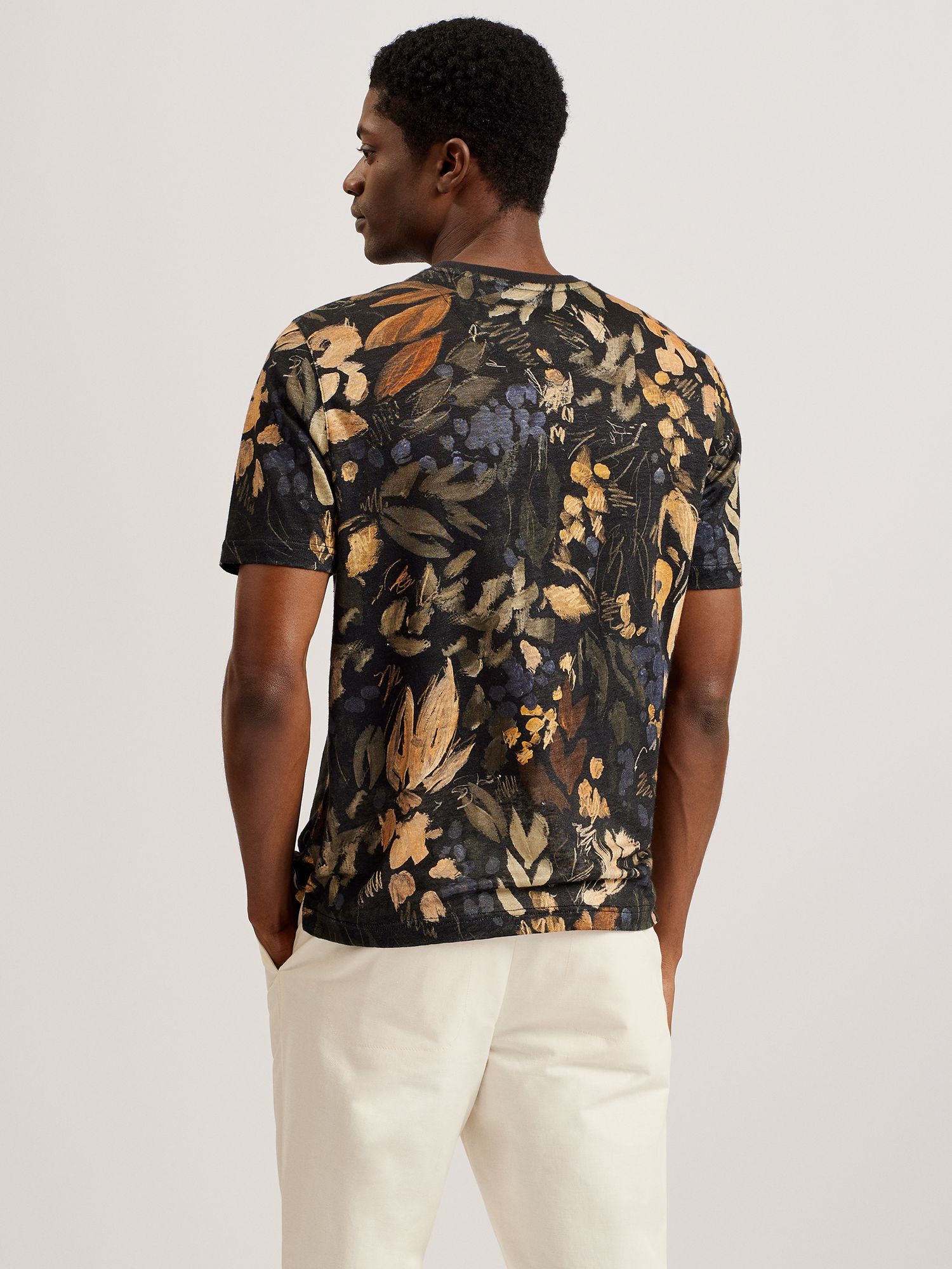 Ted Baker Allpine Abstract Print Linen T-Shirt, Multi, XXL