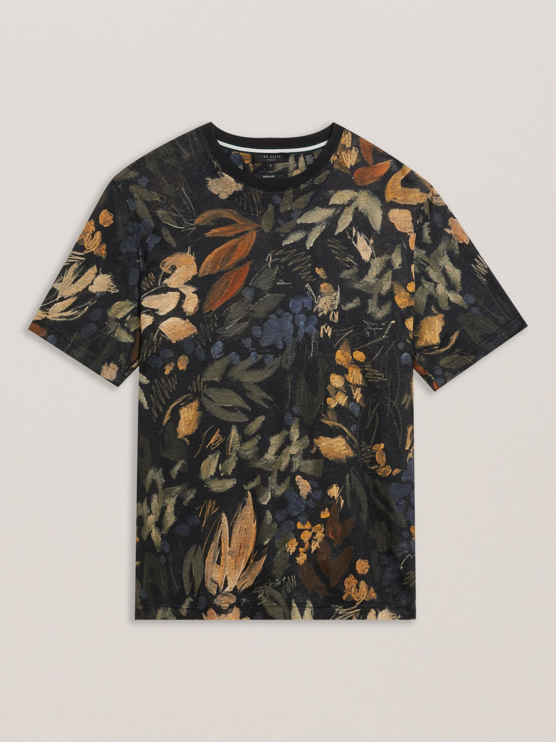 Ted Baker Allpine Abstract Print Linen T-Shirt, Multi, L