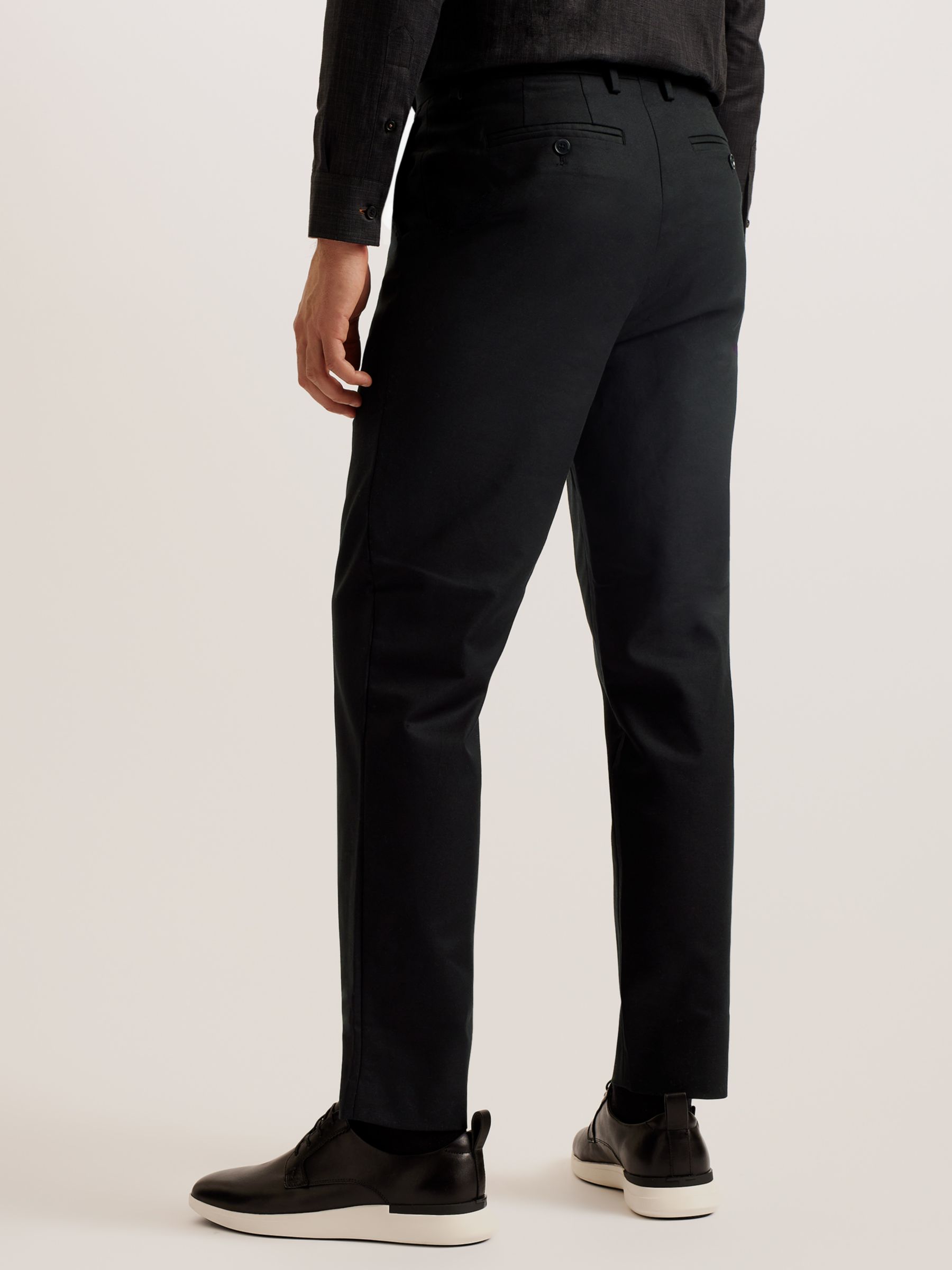 Ted Baker Felixt Slim Fit Cotton Tailored Trousers, Black, Black, 28R