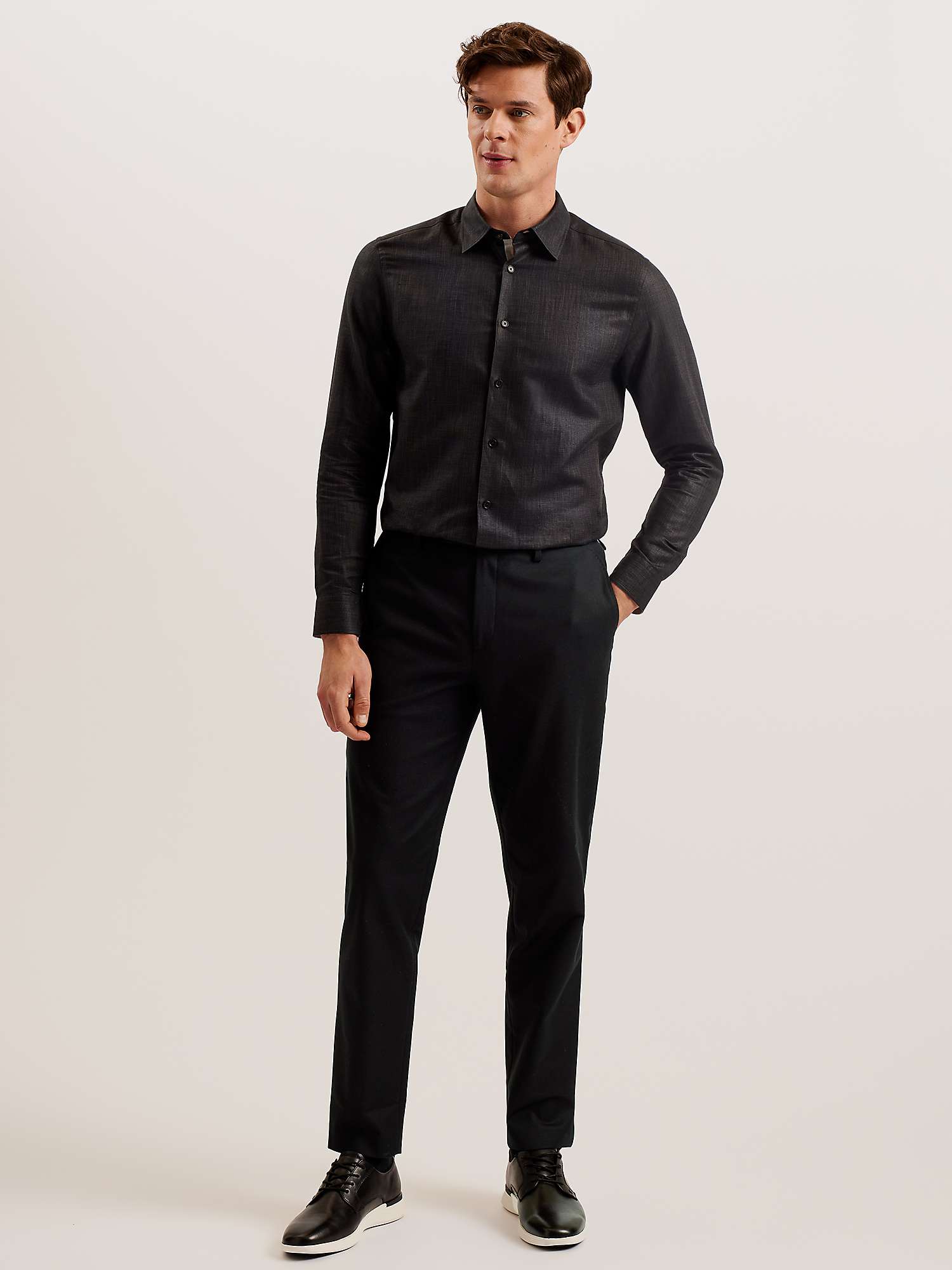 Buy Ted Baker Felixt Slim Fit Cotton Tailored Trousers, Black Online at johnlewis.com