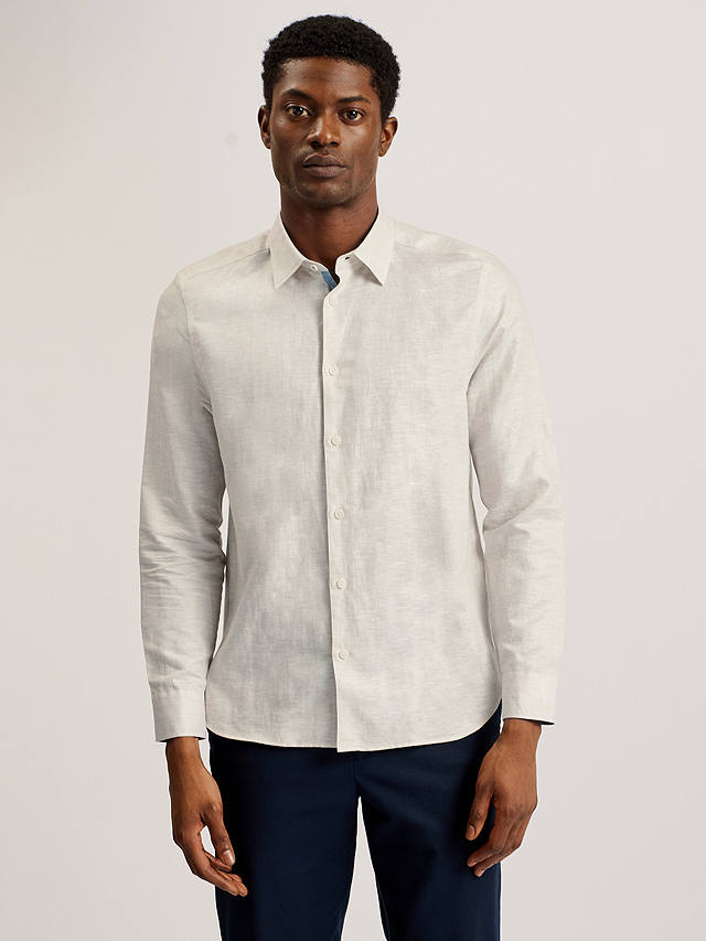 Ted Baker Romeos Linen Cotton Blend Shirt, White