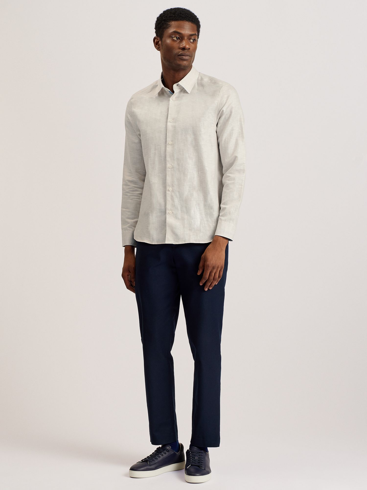 Ted Baker Romeos Linen Cotton Blend Shirt, White, XS