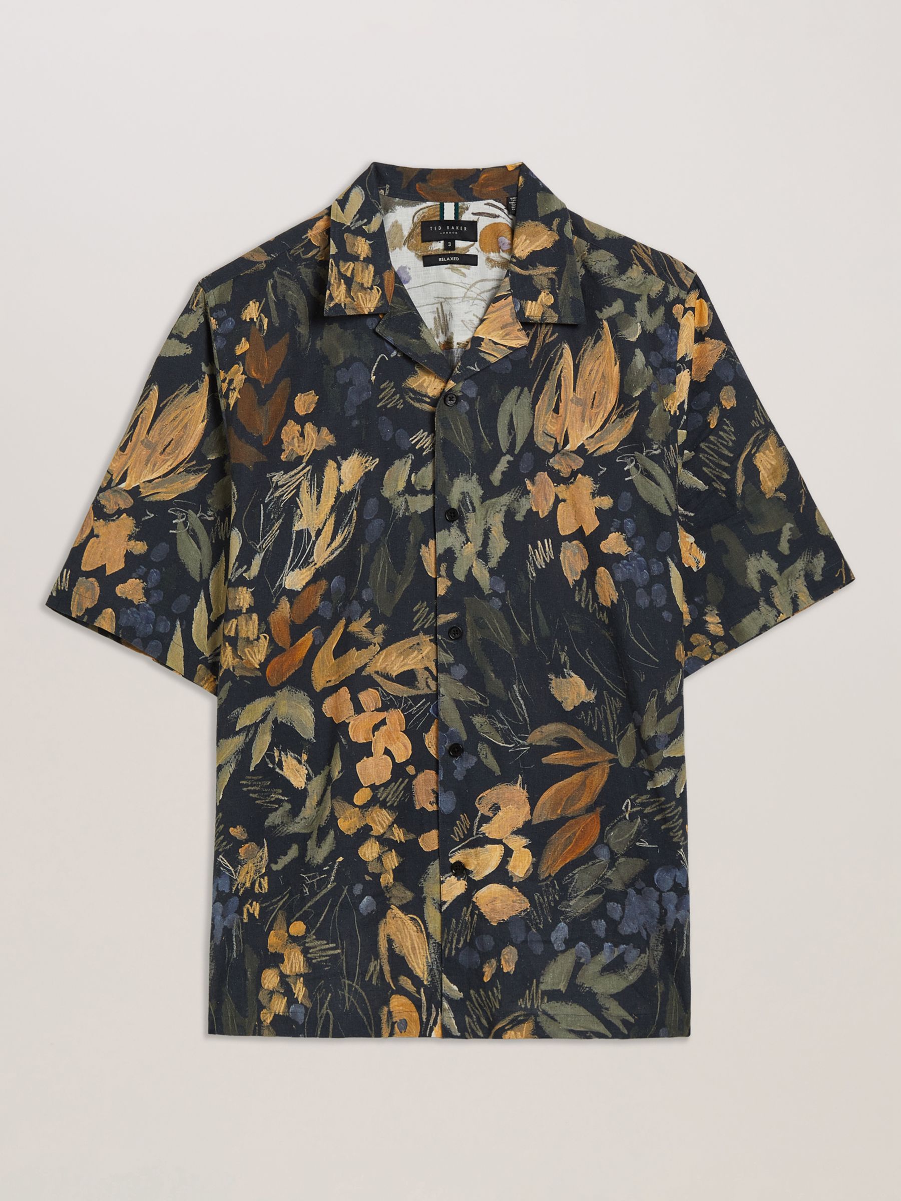 Ted Baker Moselle Short Sleeve Floral Shirt, Black/Multi, S