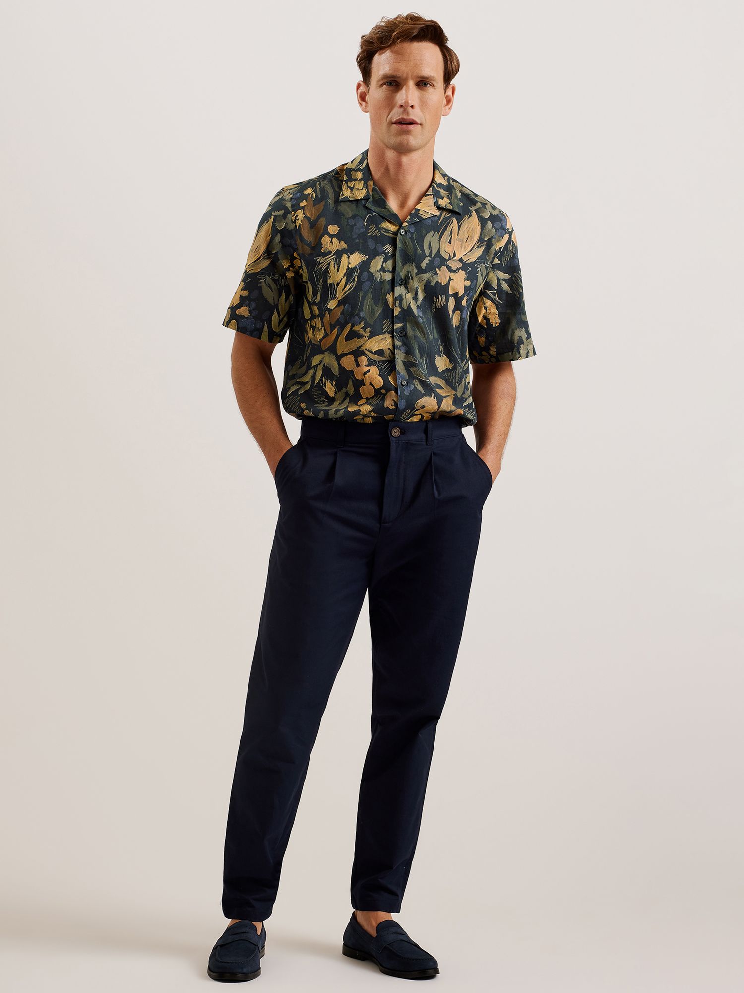 Ted Baker Moselle Short Sleeve Floral Shirt, Black/Multi at John Lewis ...