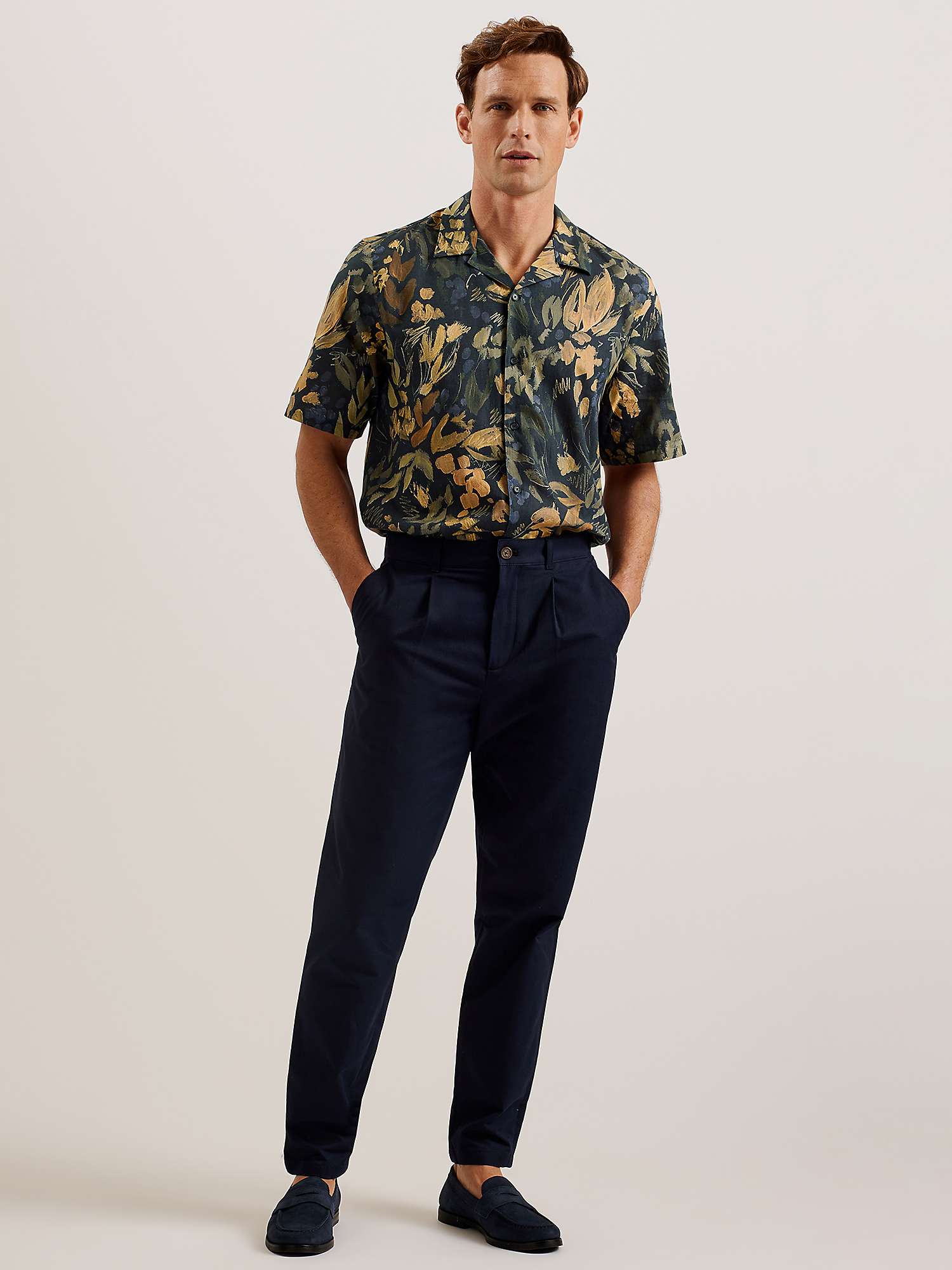 Buy Ted Baker Moselle Short Sleeve Floral Shirt, Black/Multi Online at johnlewis.com