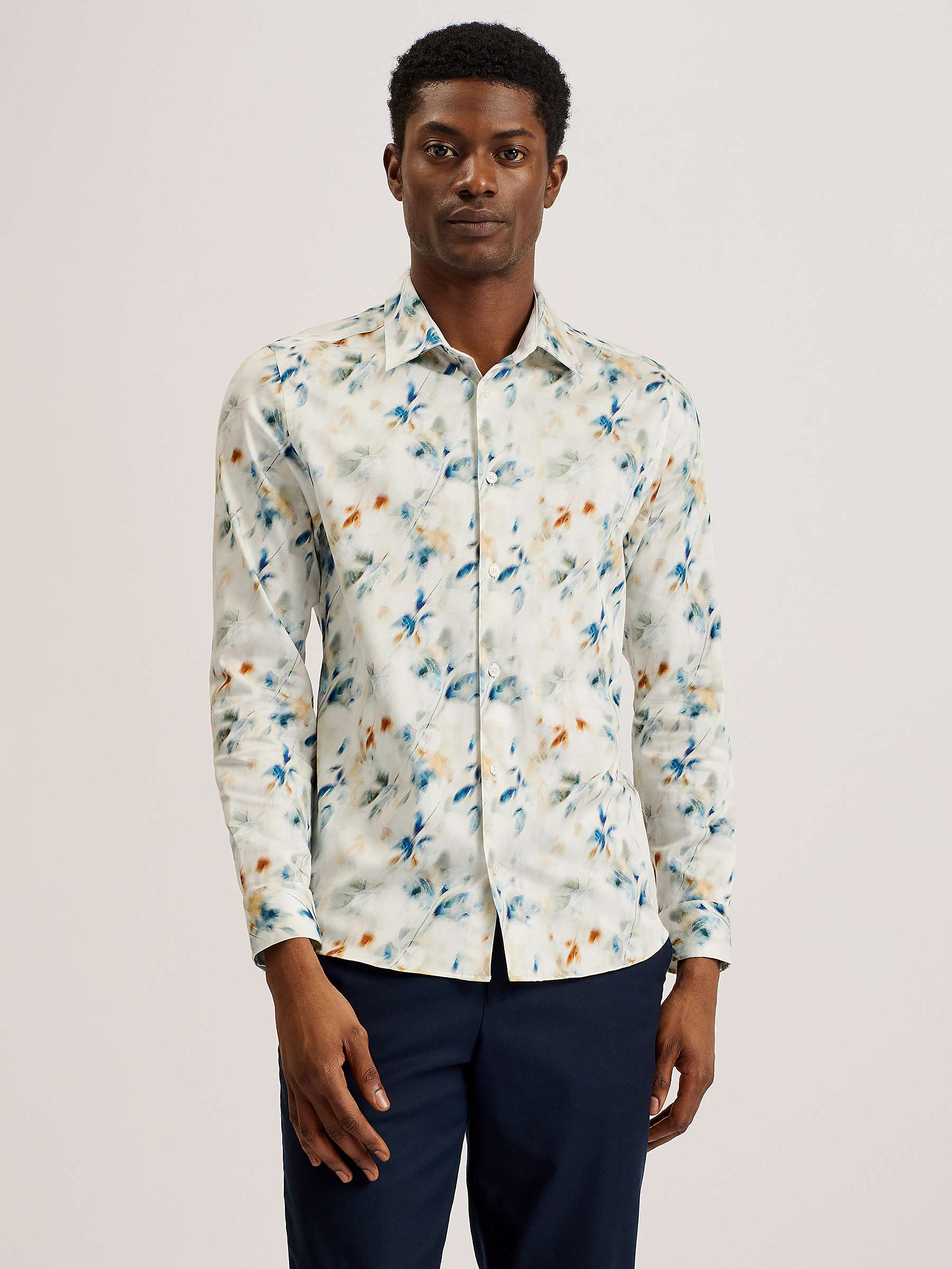 Buy Ted Baker Loire Long Sleeve Photographic Floral Shirt, Grey/Multi Online at johnlewis.com
