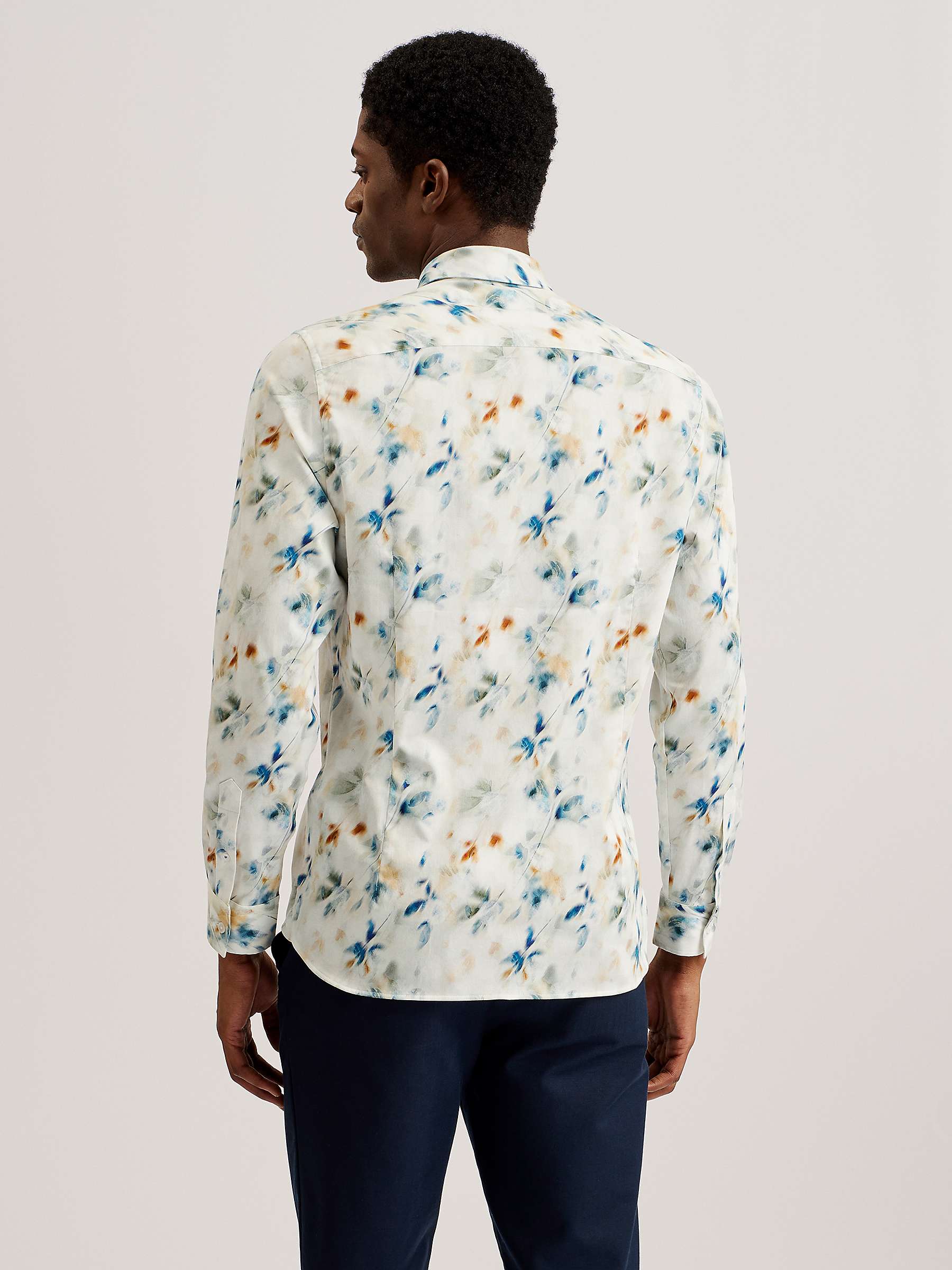 Buy Ted Baker Loire Long Sleeve Photographic Floral Shirt, Grey/Multi Online at johnlewis.com