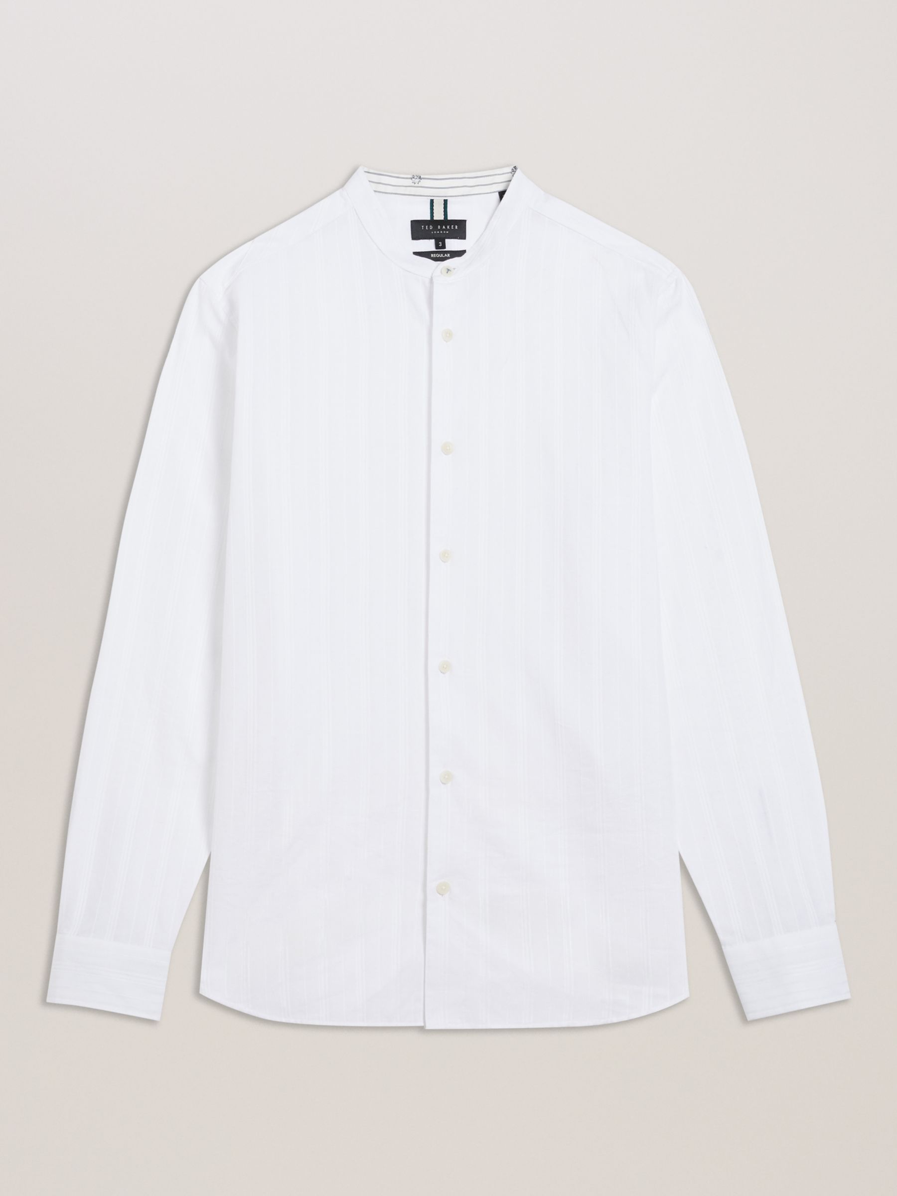 Ted Baker Fier Grandad Collar Stripe Shirt, White, XXL