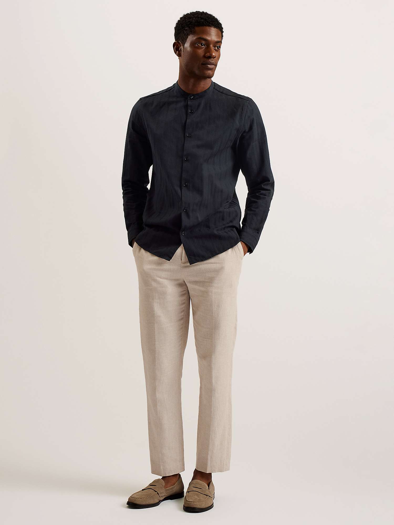 Buy Ted Baker Fier Grandad Collar Stripe Shirt Online at johnlewis.com