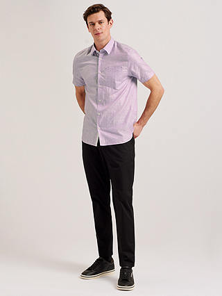 Ted Baker Palomas Short Sleeve Shirt, Purple Mid