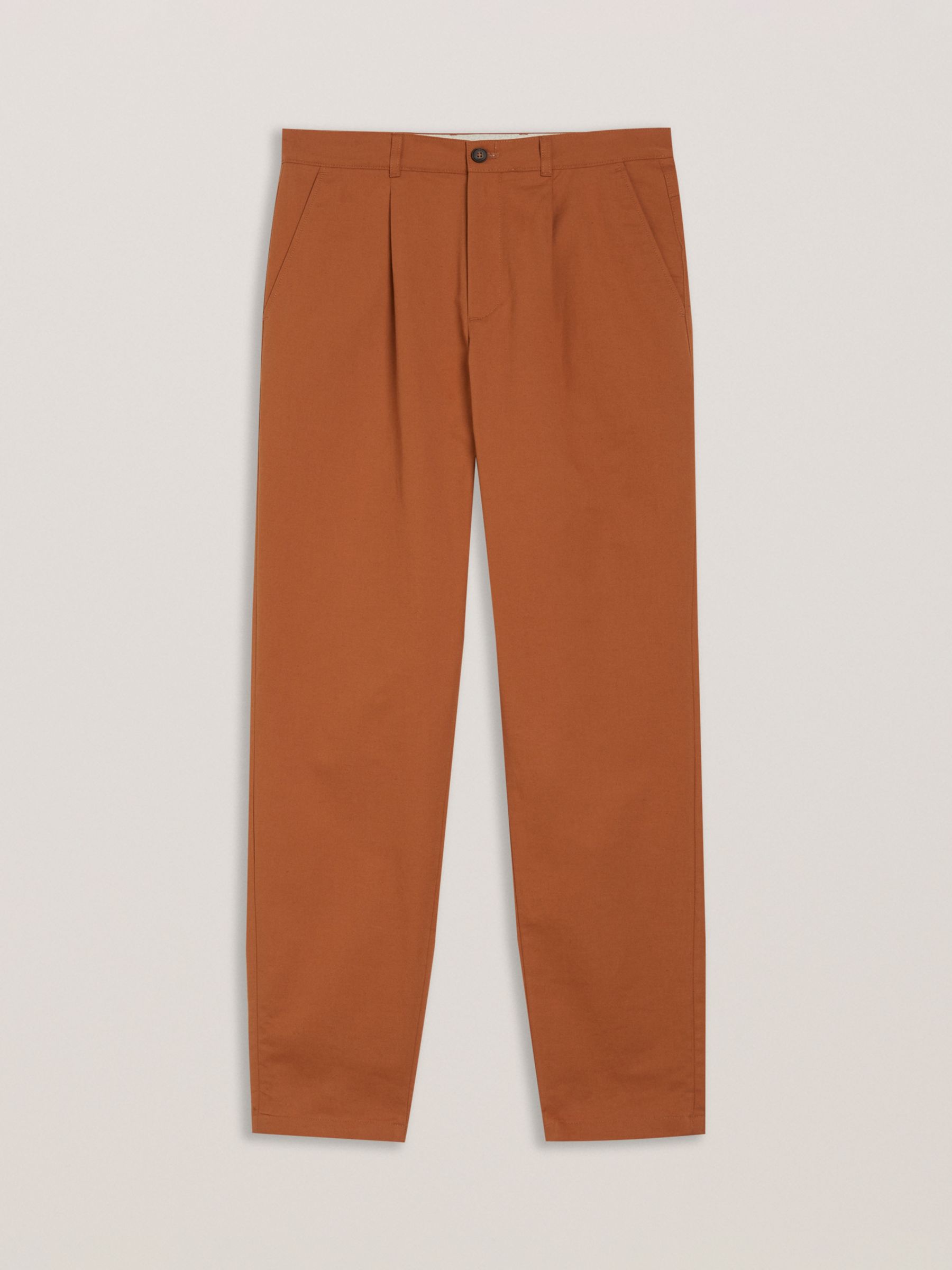 Ted Baker Holmer Single Pleat Tapered Fit Trousers, Brown Mid, 38R