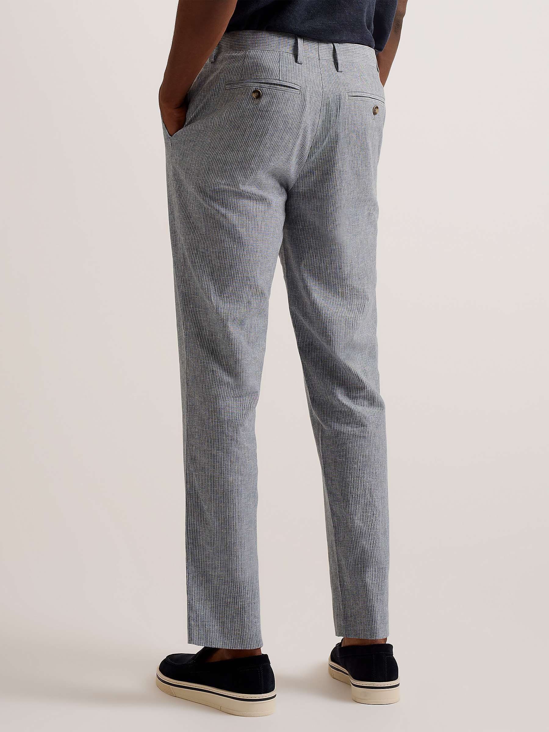Buy Ted Baker Pinstripe Slim Tailored Trousers, Light Grey Online at johnlewis.com