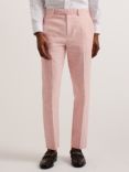 Ted Baker Damaskt Slim Cotton Linen Trousers, Light Pink