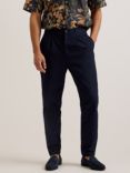 Ted Baker Holmer Linen Blend Chino Trousers, Navy, Navy