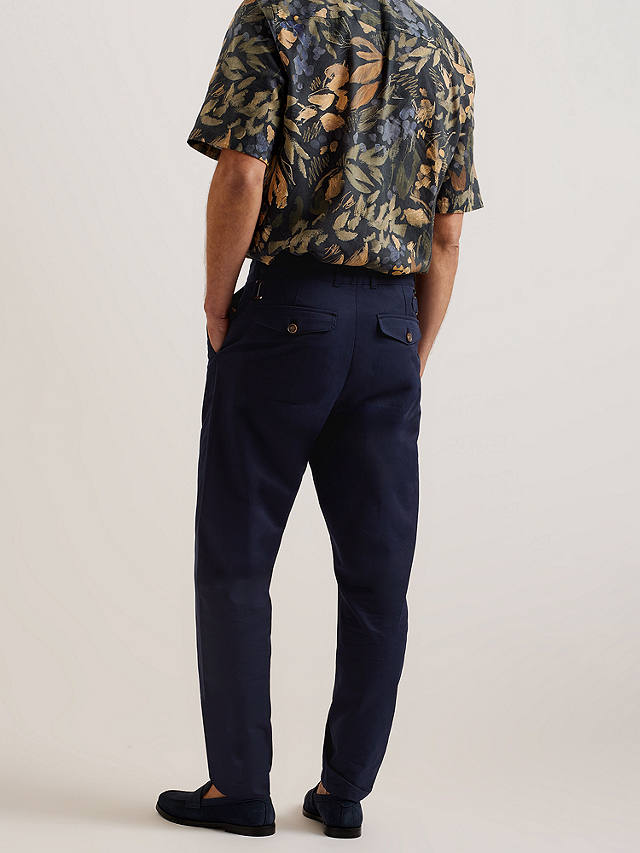 Ted Baker Holmer Linen Blend Chino Trousers, Navy