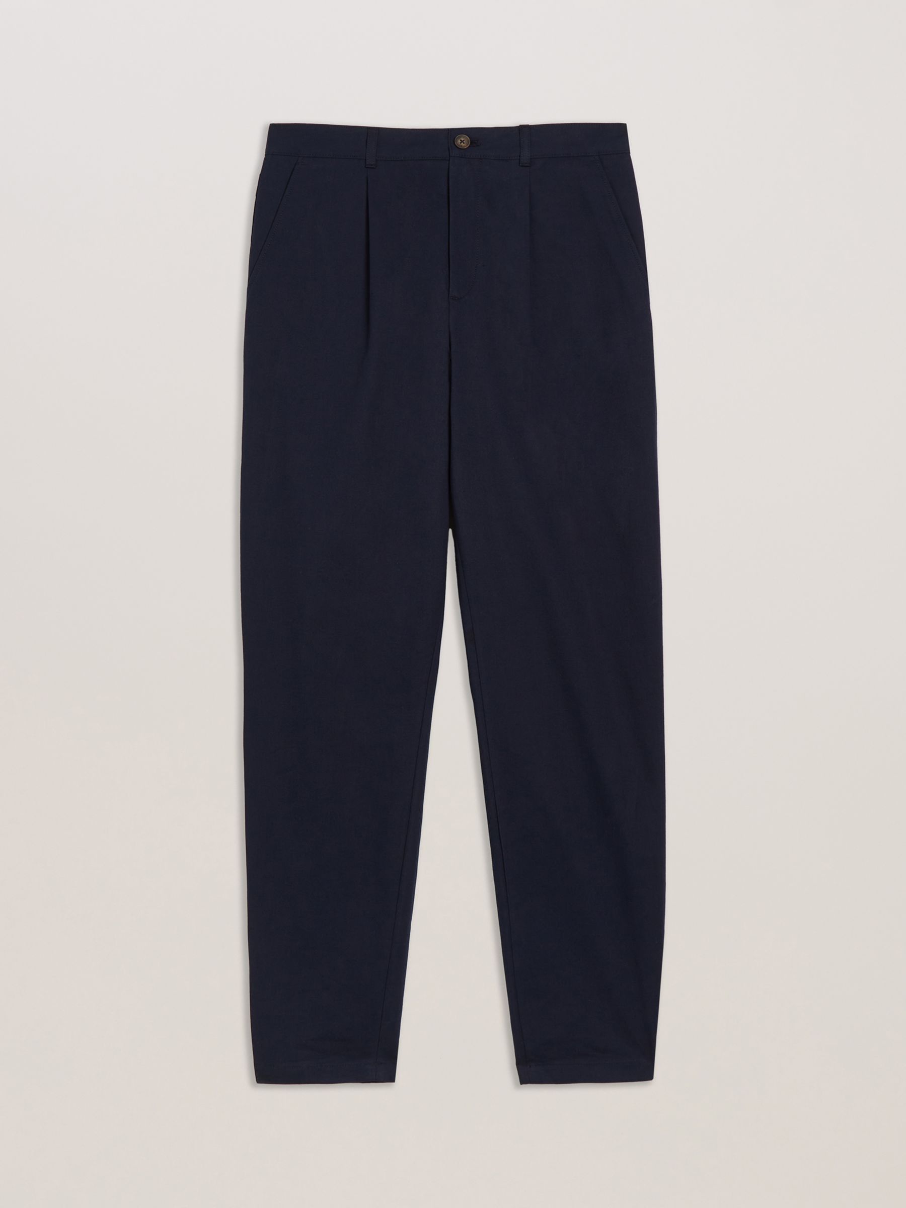 Ted Baker Holmer Linen Blend Chino Trousers, Navy, 36R