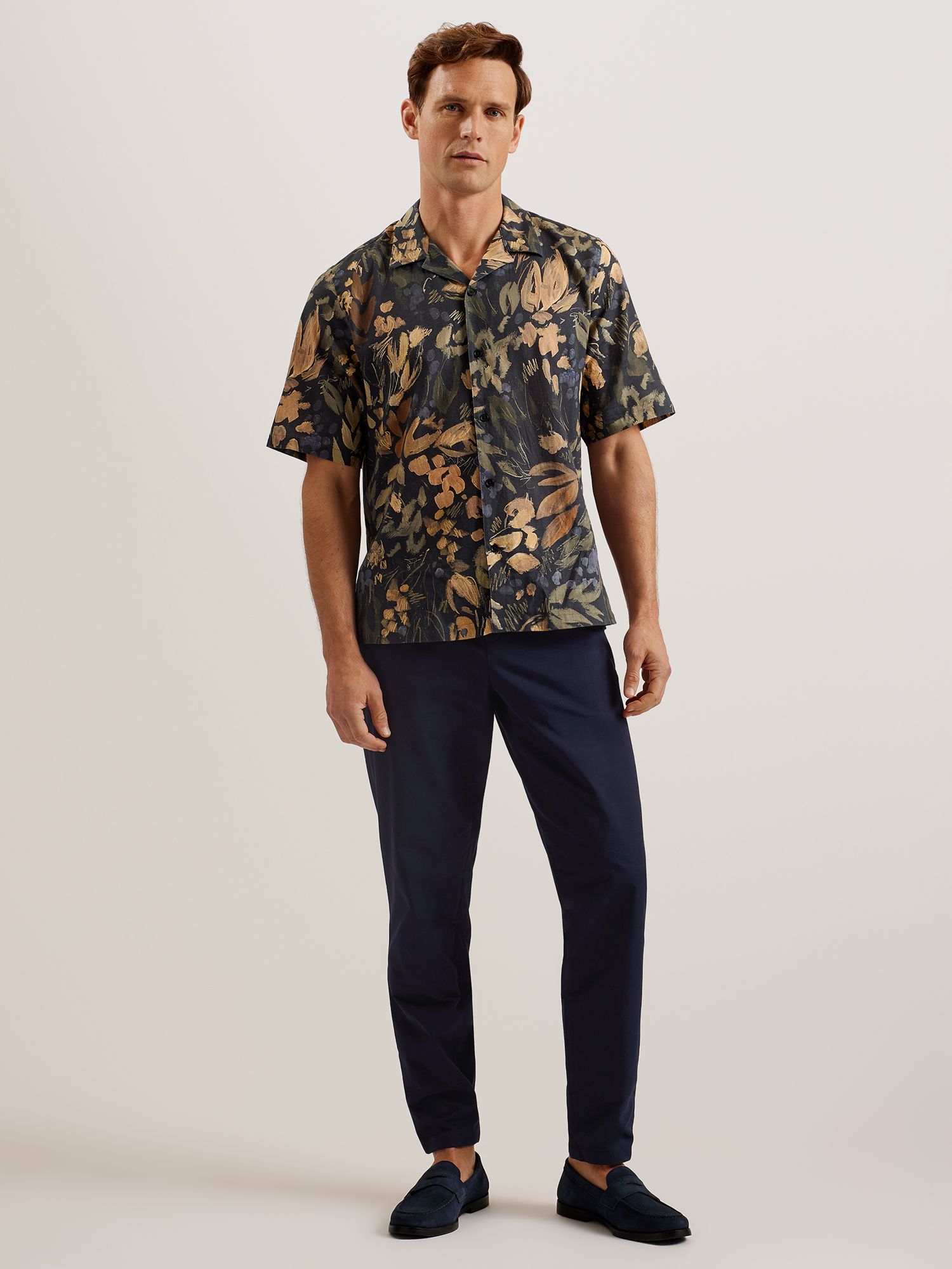 Buy Ted Baker Holmer Linen Blend Chino Trousers, Navy Online at johnlewis.com