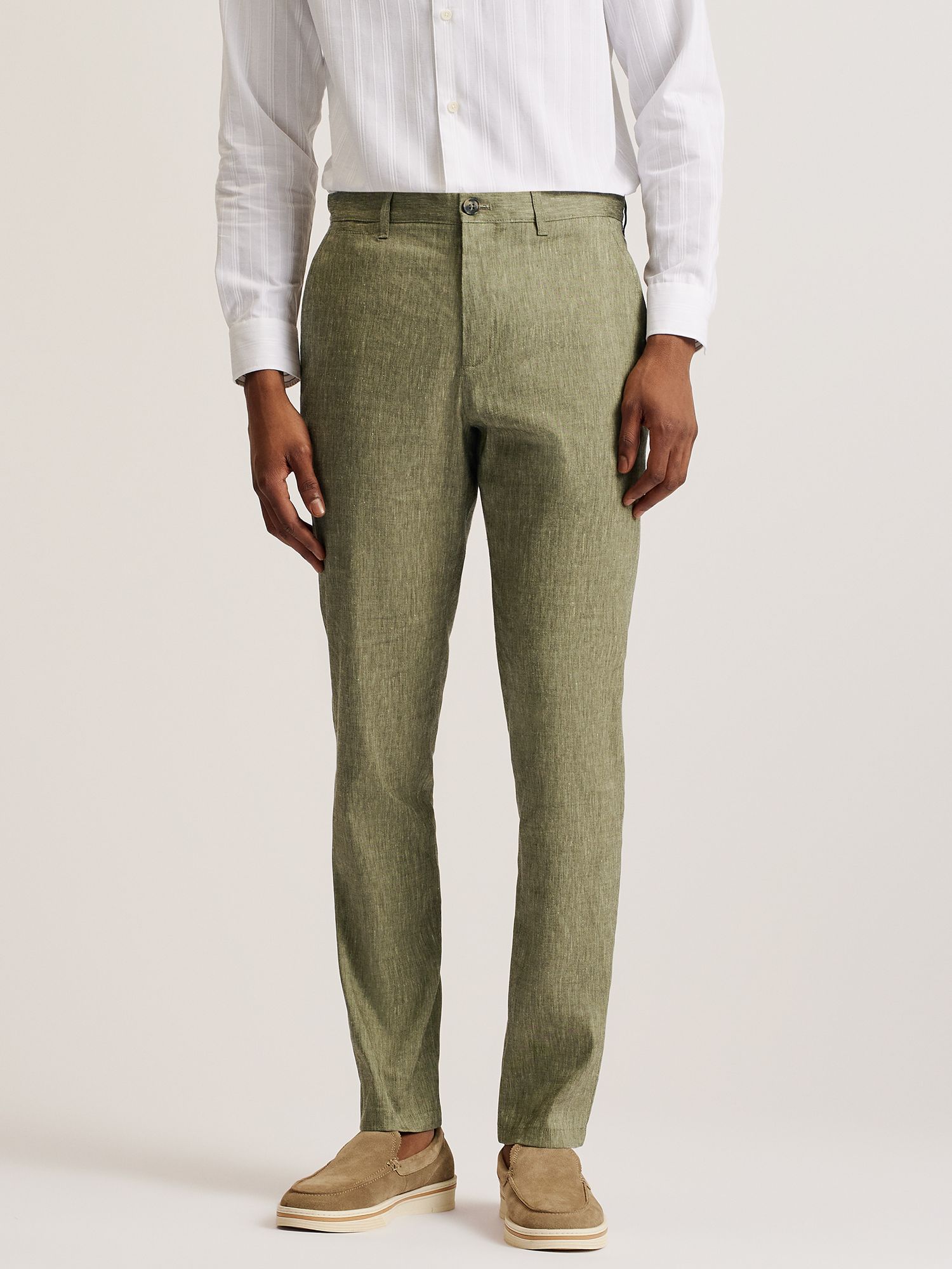 Ted Baker Majo Linen Blend Trousers, Mid Green, 28R