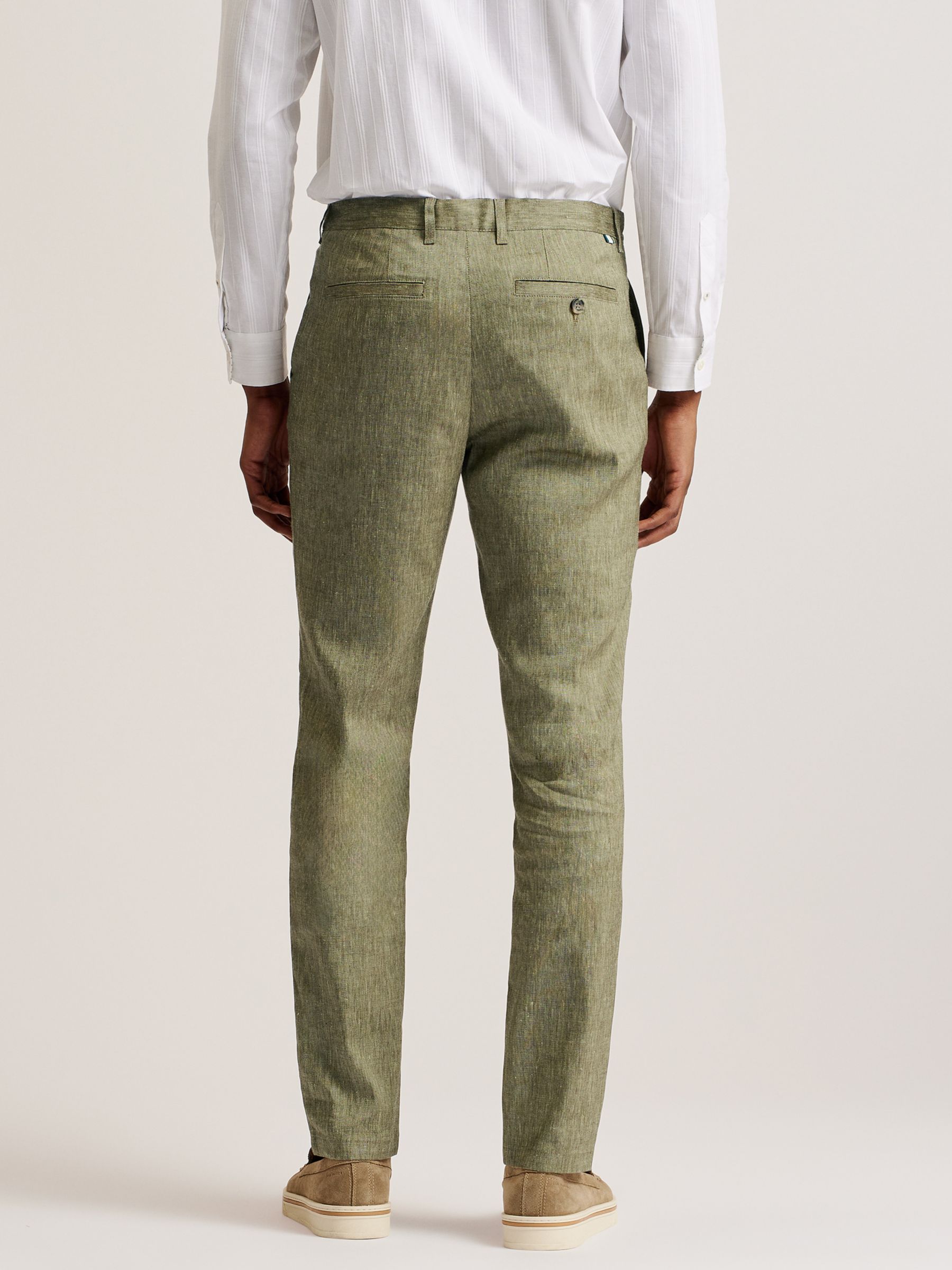 Buy Ted Baker Majo Linen Blend Trousers, Mid Green Online at johnlewis.com